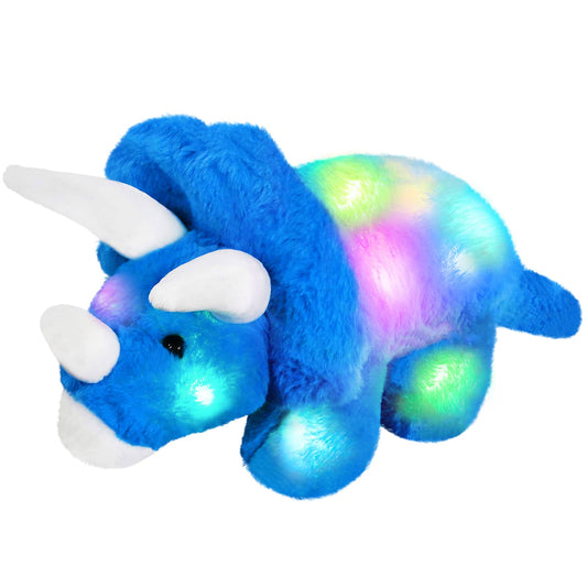 Glow Guards 16'' Light up Triceratops Dinosaur Stuffed Animal,LED Soft Dinosaur Plush Toy with Magic Night Lights&Lullaby,Birthday Children's Day for Toddler Kids