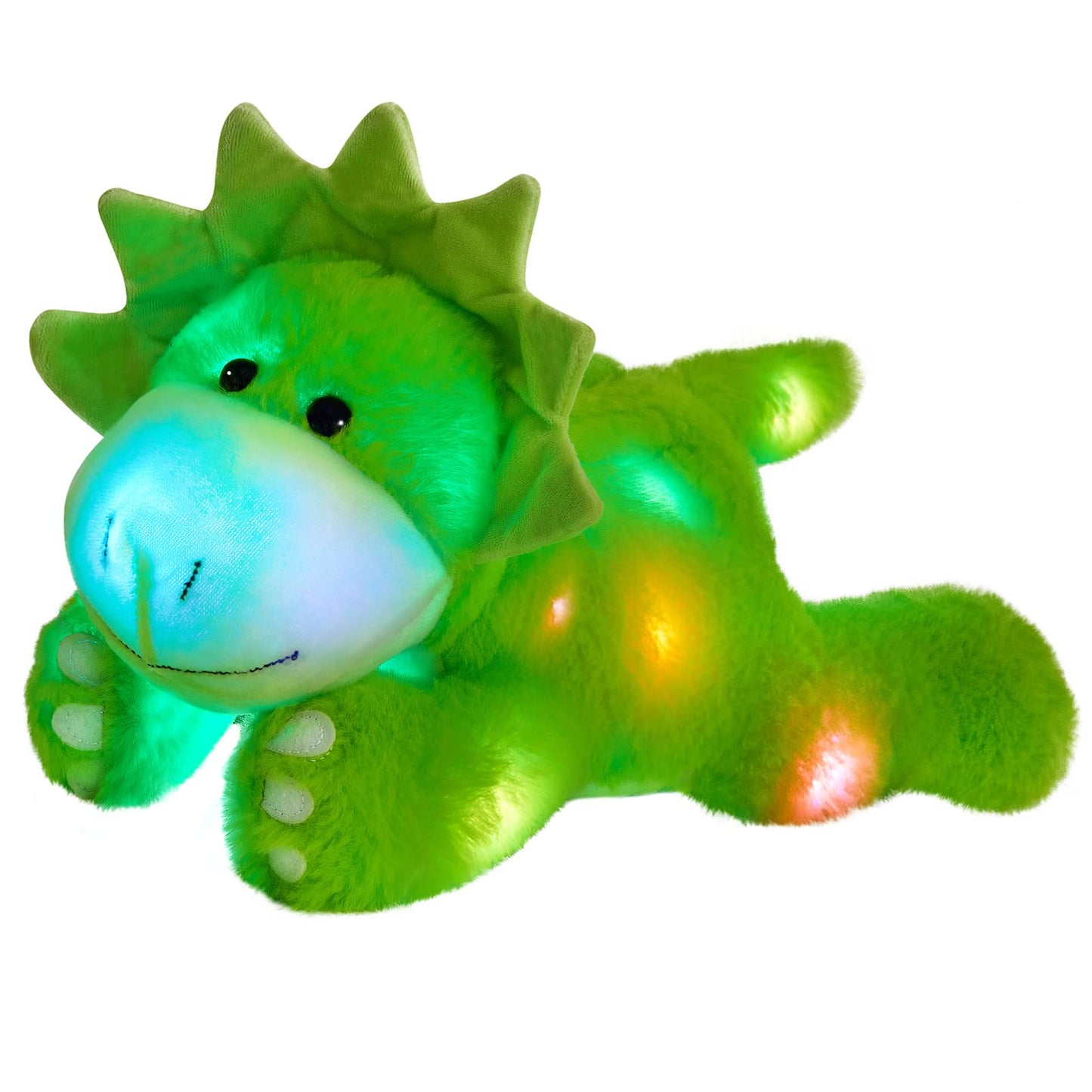 Glow Guards 16'' Light up Triceratops Dinosaur Stuffed Animal,LED Soft Dinosaur Plush Toy with Magic Night Lights&Lullaby,Birthday Children's Day for Toddler Kids