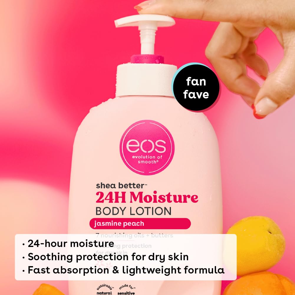 eos Shea Better Body Lotion- Vanilla Cashmere, 24-Hour Moisture Skin Care, Lightweight & Non-Greasy, Made with Natural Shea, Vegan, 16 fl oz