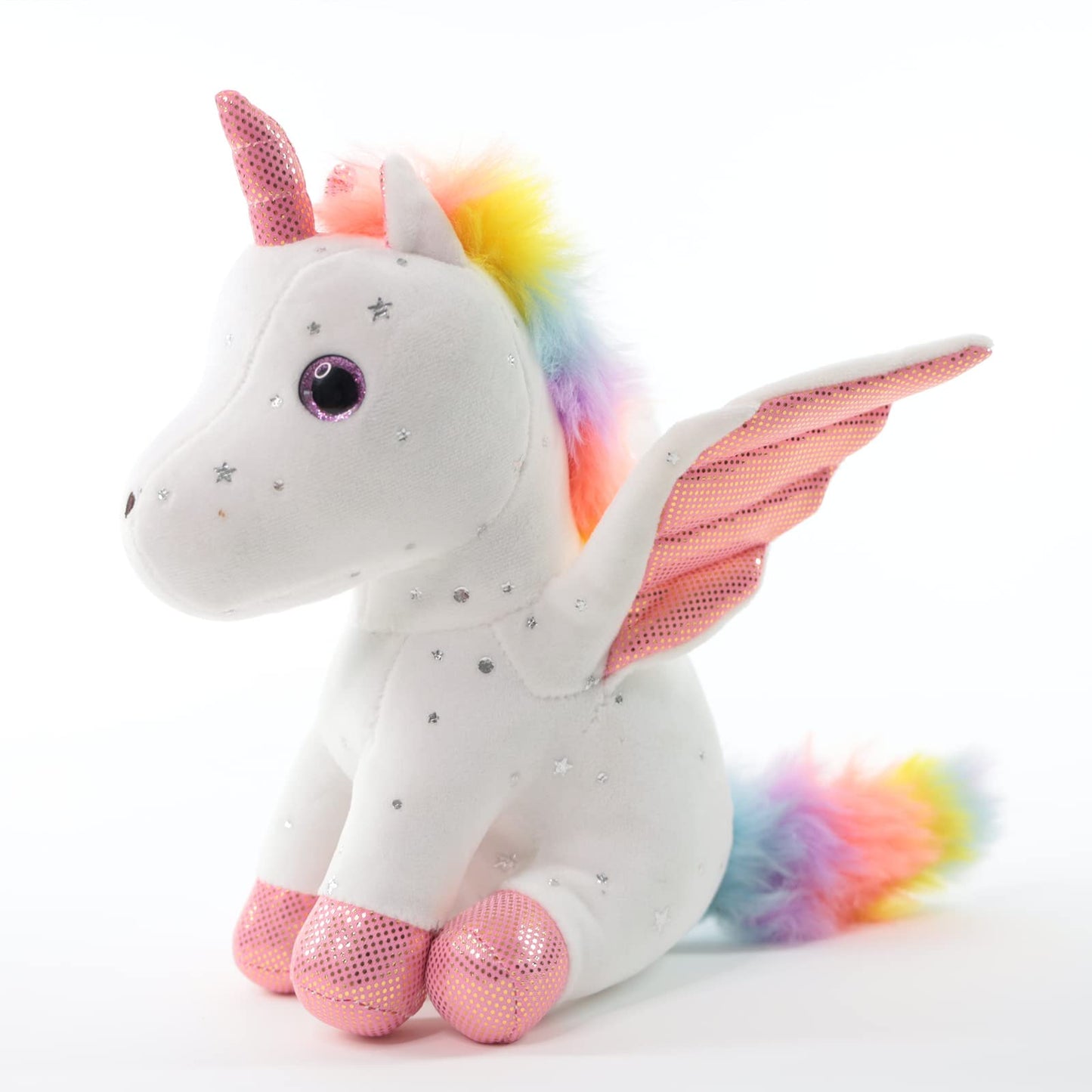 Sew Butiful 8" Unicorn Stuffed Animal - Cute Plush Toy Gift for 3-8 Years Old Girls, Soft Birthday Present for Baby, Toddler, Kids, Decor (White)