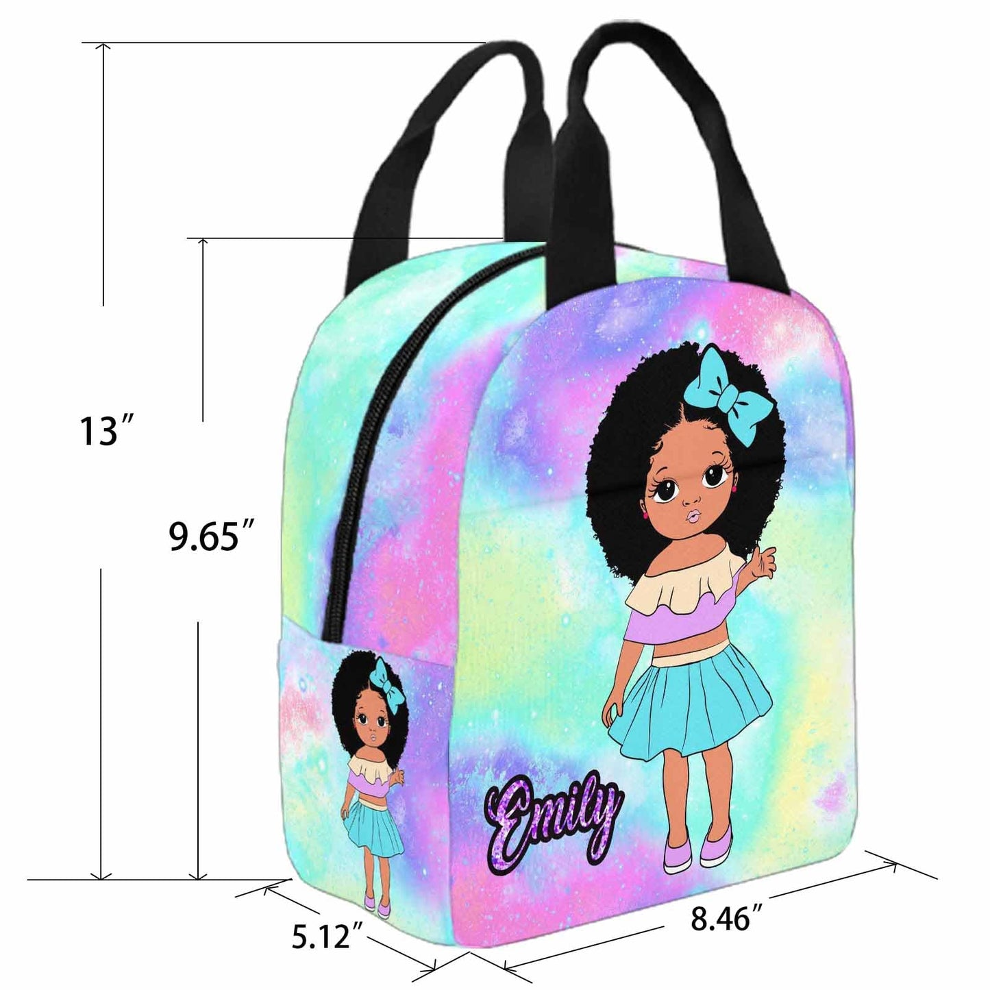 Personalized Backpack Set from Mom Dad, Custom Dark Pink Stars Bookbag and Lunch Box Customized Name Schoolbag Fashion Shoulder Bag Travel Bag for Family