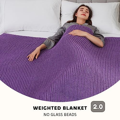 L'AGRATY Knitted Weighted Blanket - 60"x80" 15lbs Cooling Chunky Knit Heavy Blanket for Adults Braided Crochet Throw Thick Cable Yarn Knit Decorative Blanket No Beads Evenly Weighted Machine Washable