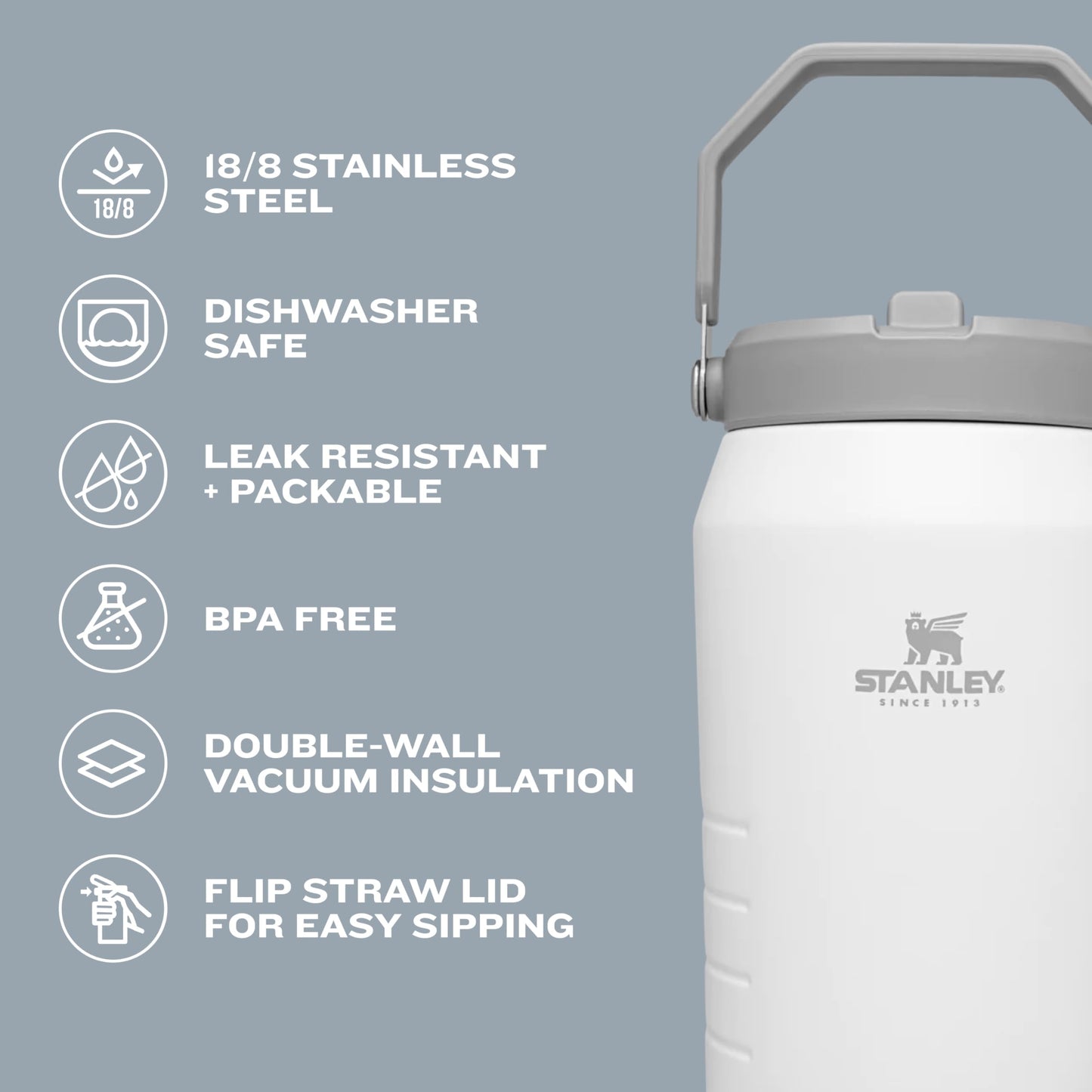 STANLEY IceFlow Stainless Steel Tumbler with Straw, Vacuum Insulated Water Bottle for Home, Office or Car, Reusable Cup with Straw Leak Resistant Flip