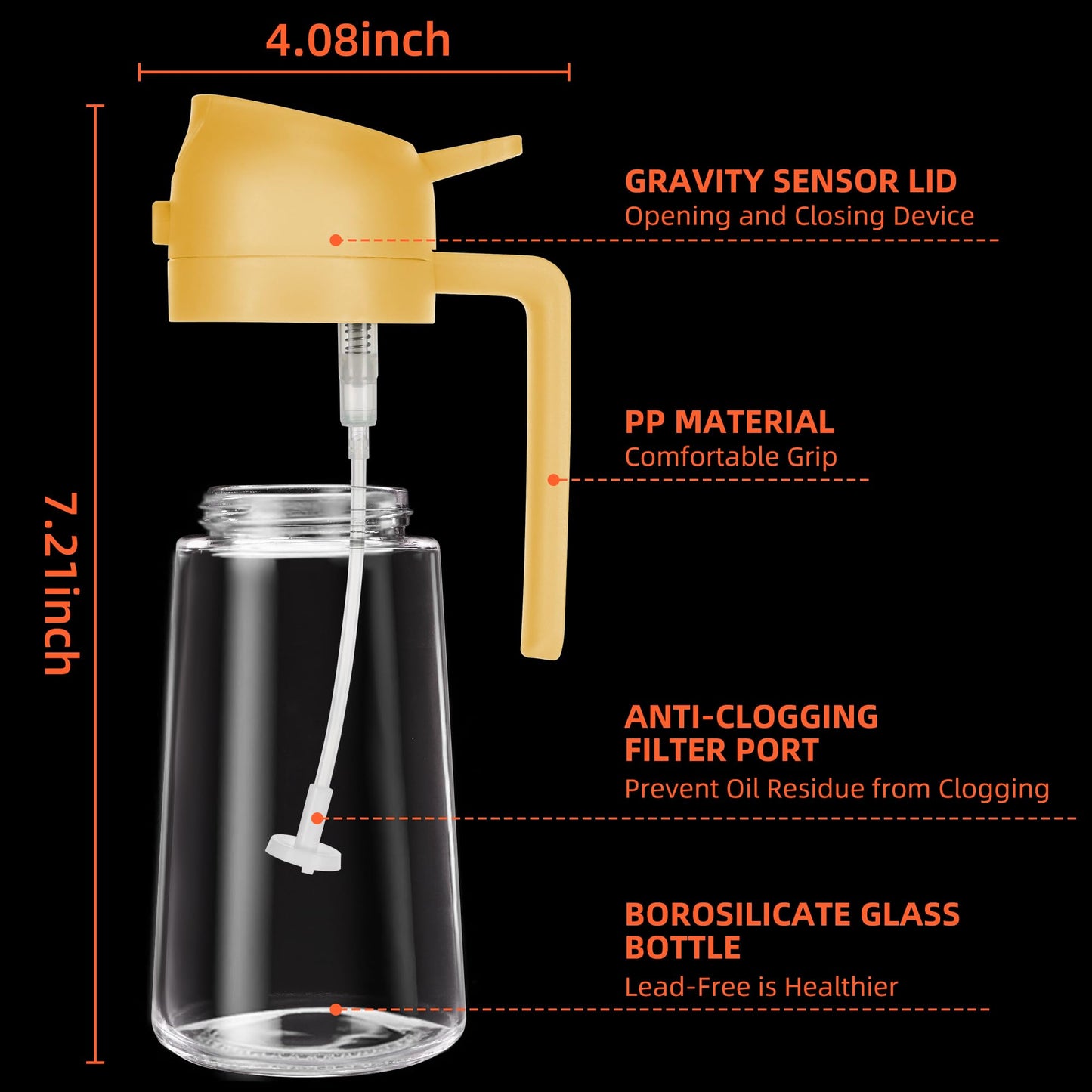 TrendPlain 16oz Oil Dispenser Bottle for Kitchen - 2 in 1 Olive Oil Dispenser and Oil Sprayer - 470ml Olive Oil Bottle - Oil Sprayer for Cooking, Kitchen, Salad, Barbecue Black