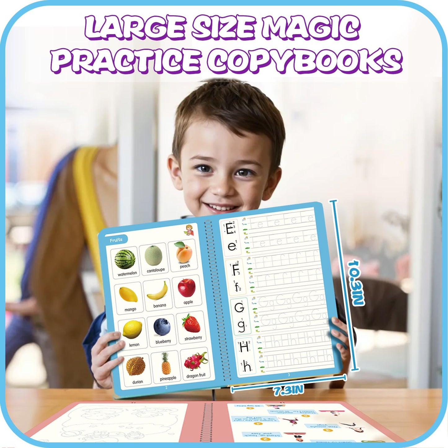 Magic Practice Copybook, Reusable Writing Practice Book, for Preschool Kids Age 3-8 Calligraphy 9.44in×6.29in(5 Books with Pens)