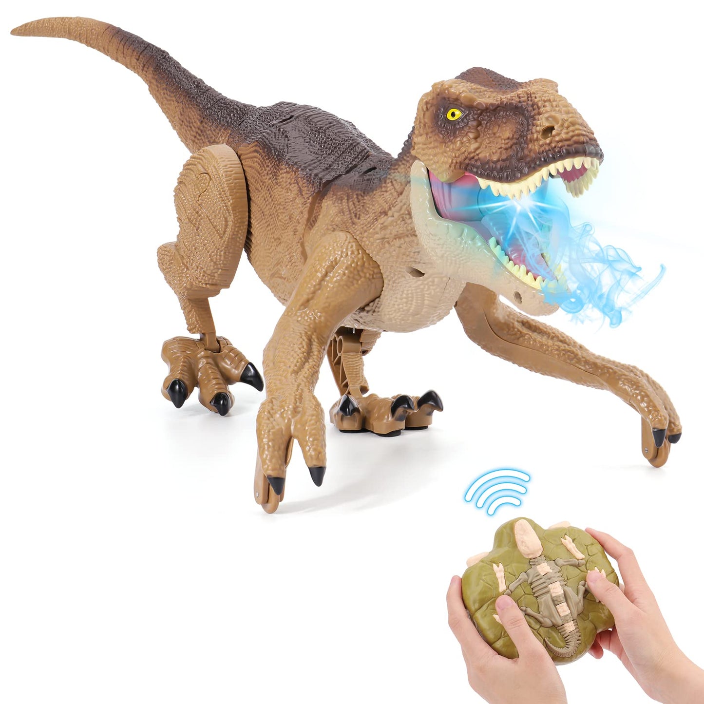 VERTOY Remote Control Dinosaur Toys for Kids - Build a Big Walking Velociraptor Dino with Light and Sound, Birthday Gift Ideas for Boys and Girls 3-5 5-7 8-12 Year Old