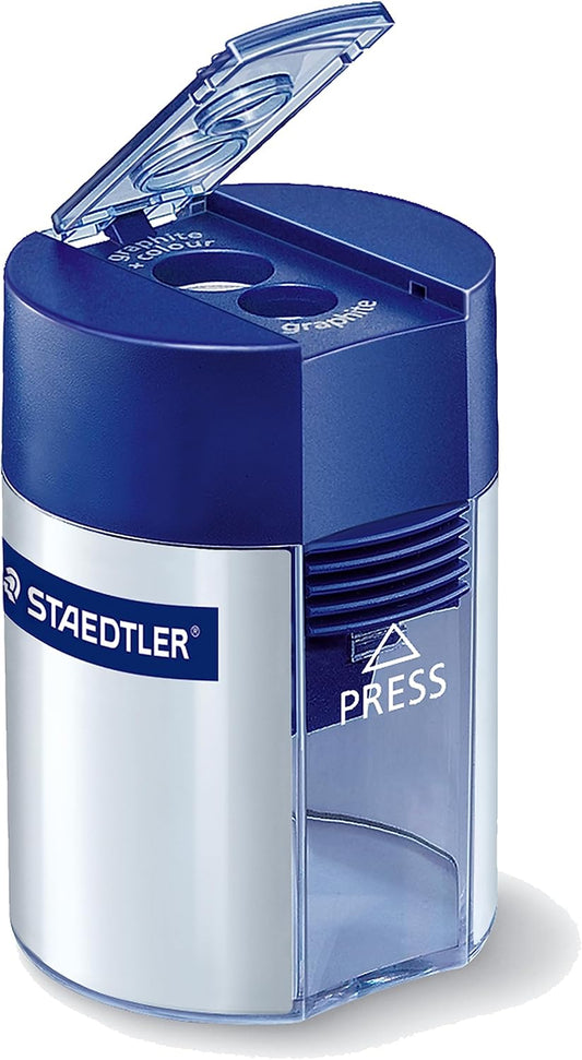 Staedtler Double Hole Pencil Sharpener, Two Holes for Standard Pencils, Large Colored Pencils, and Makeup Pencils, 512 001 BK