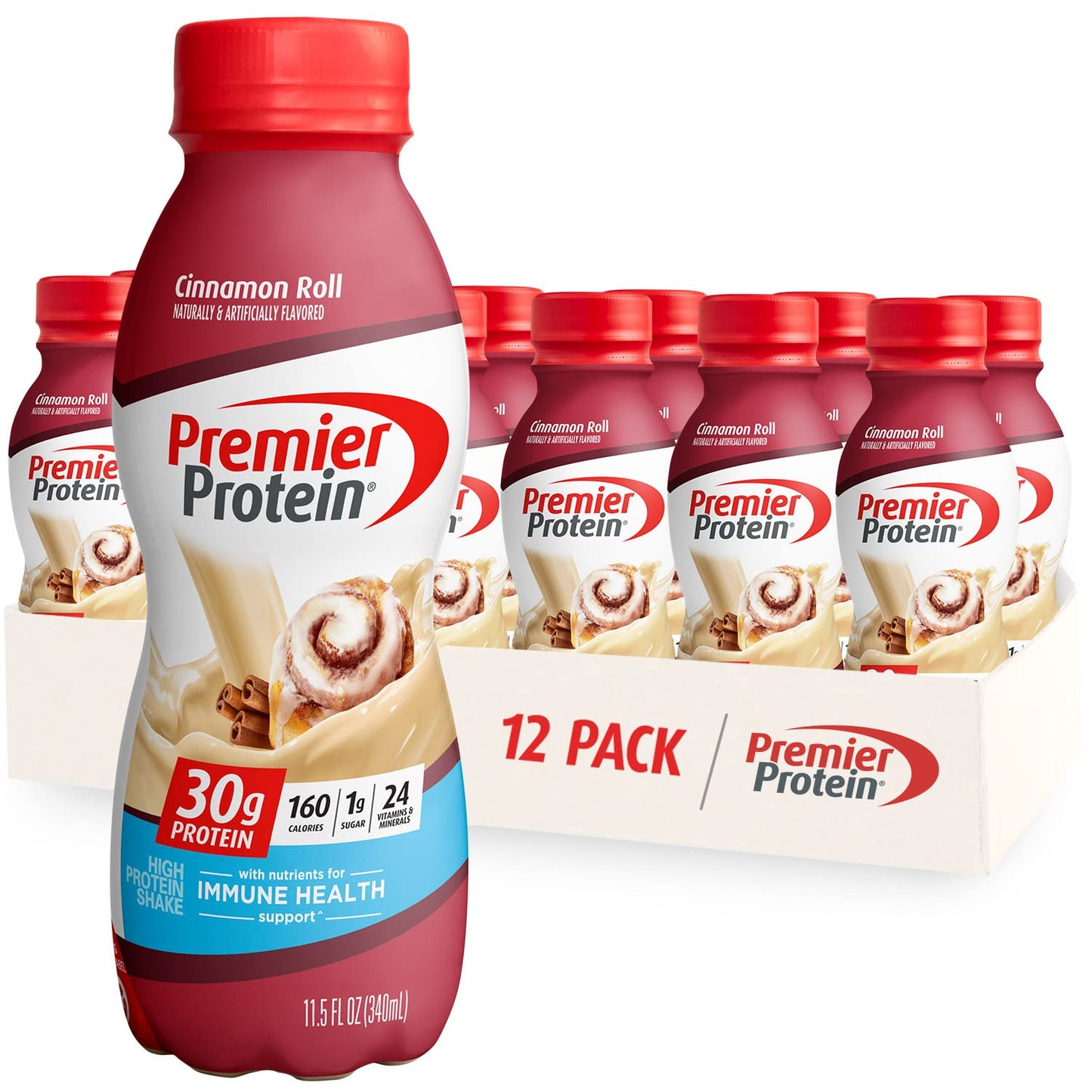 Premier Protein Shake, Chocolate, 30g Protein 1g Sugar 24 Vitamins Minerals Nutrients to Support Immune Health, 11.5 fl oz (Pack of 12)