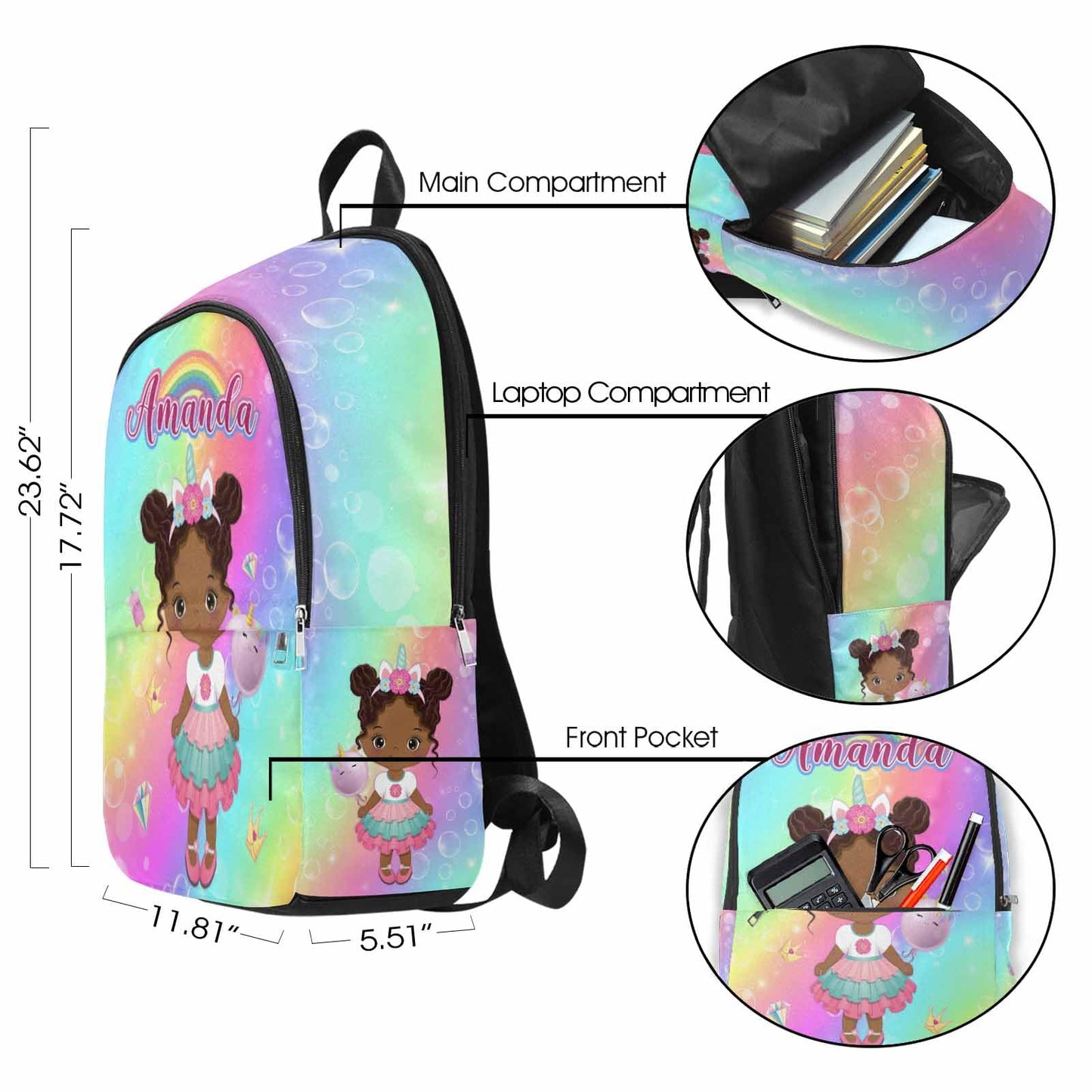 M YESCUSTOM Custom School Butterfly Backpack for Girls, Personalized Name Girls Bookbag Elementary Middle School Bags Travel Laptop Back Pack Casual Daypacks