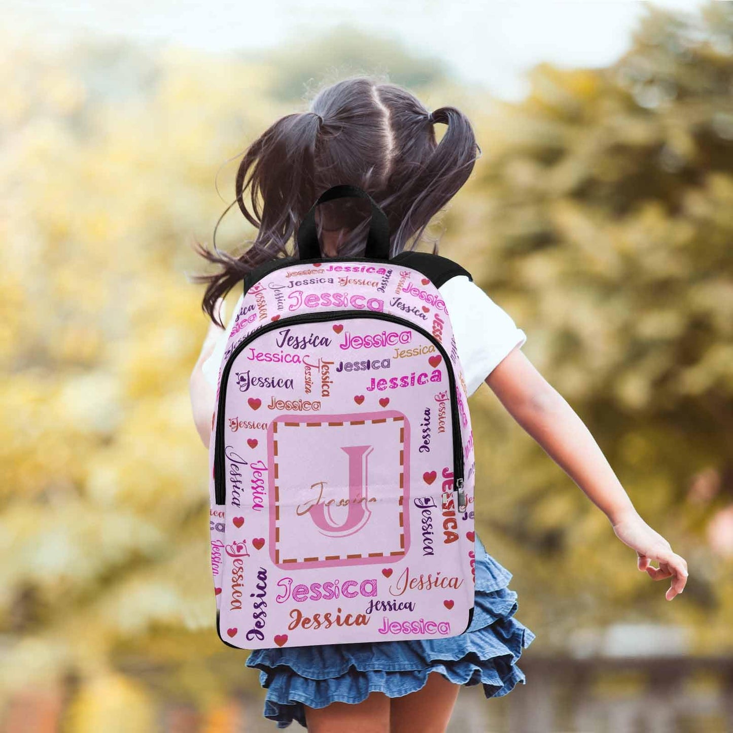 InterestPrint Custom Kids Backpack for Girls Sparkle Children Casual Daypack Backpacks with Lunch Bag Personalized with Kid's Name Preschool School Bag, Children Travel Bookbag for School Season