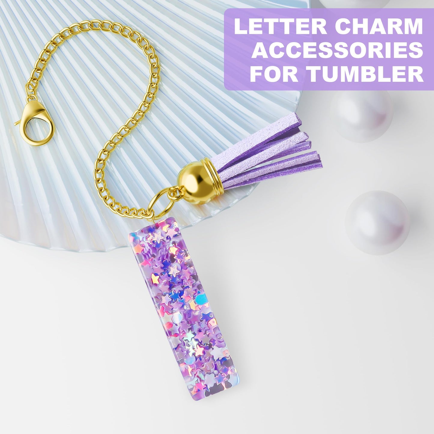 Letter Charm for Stanley Cup, 1PCS Purple Tumbler Accessories Charm for Handle, Initial Charm for Girls Women