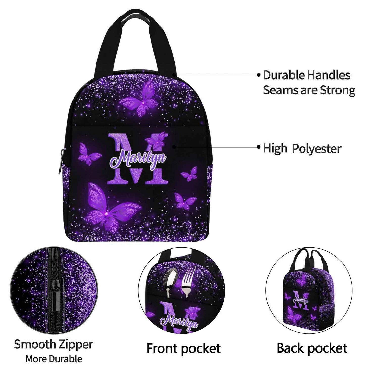 M YESCUSTOM Custom School Butterfly Backpack for Girls, Personalized Name Girls Bookbag Elementary Middle School Bags Travel Laptop Back Pack Casual Daypacks