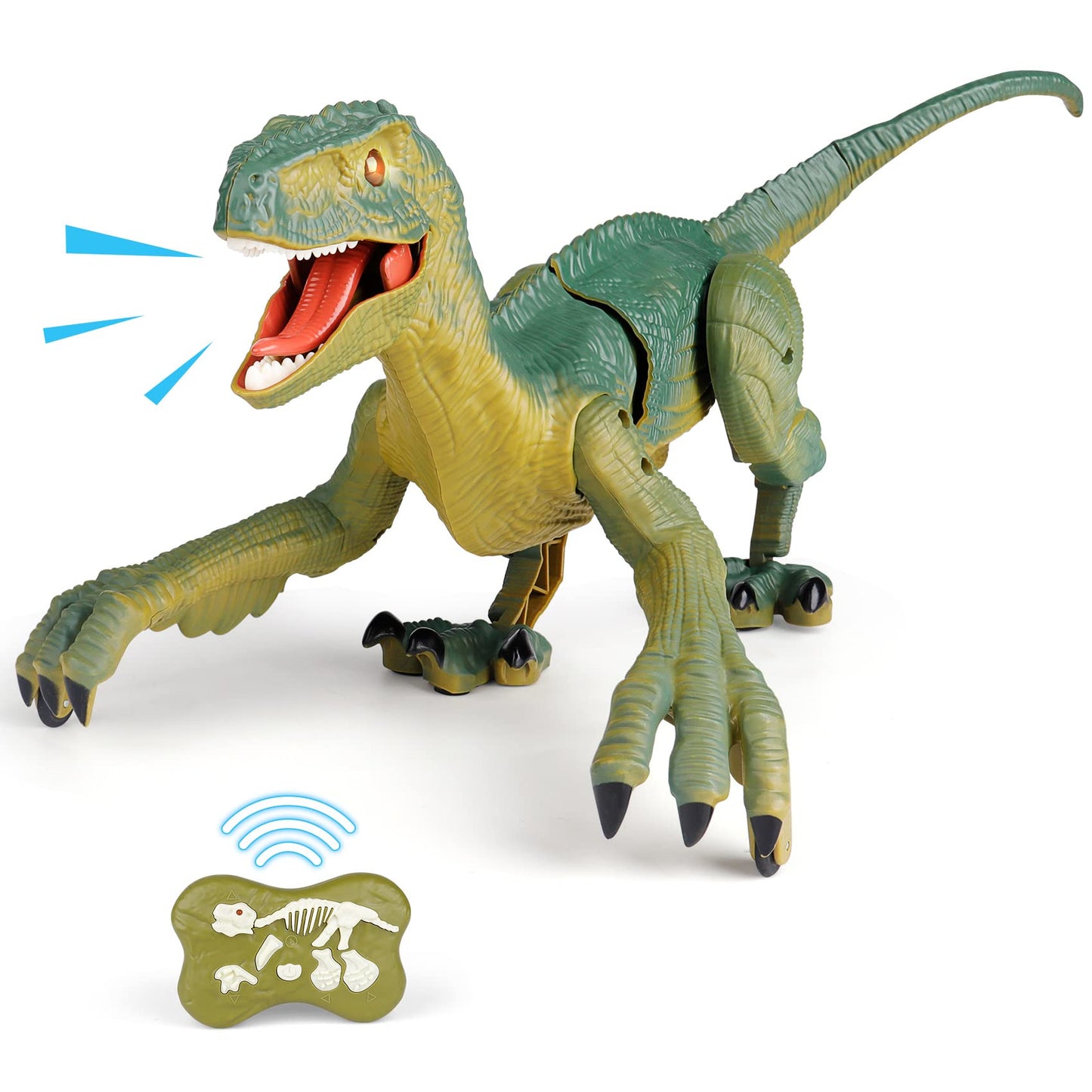 VERTOY Remote Control Dinosaur Toys for Kids - Build a Big Walking Velociraptor Dino with Light and Sound, Birthday Gift Ideas for Boys and Girls 3-5 5-7 8-12 Year Old