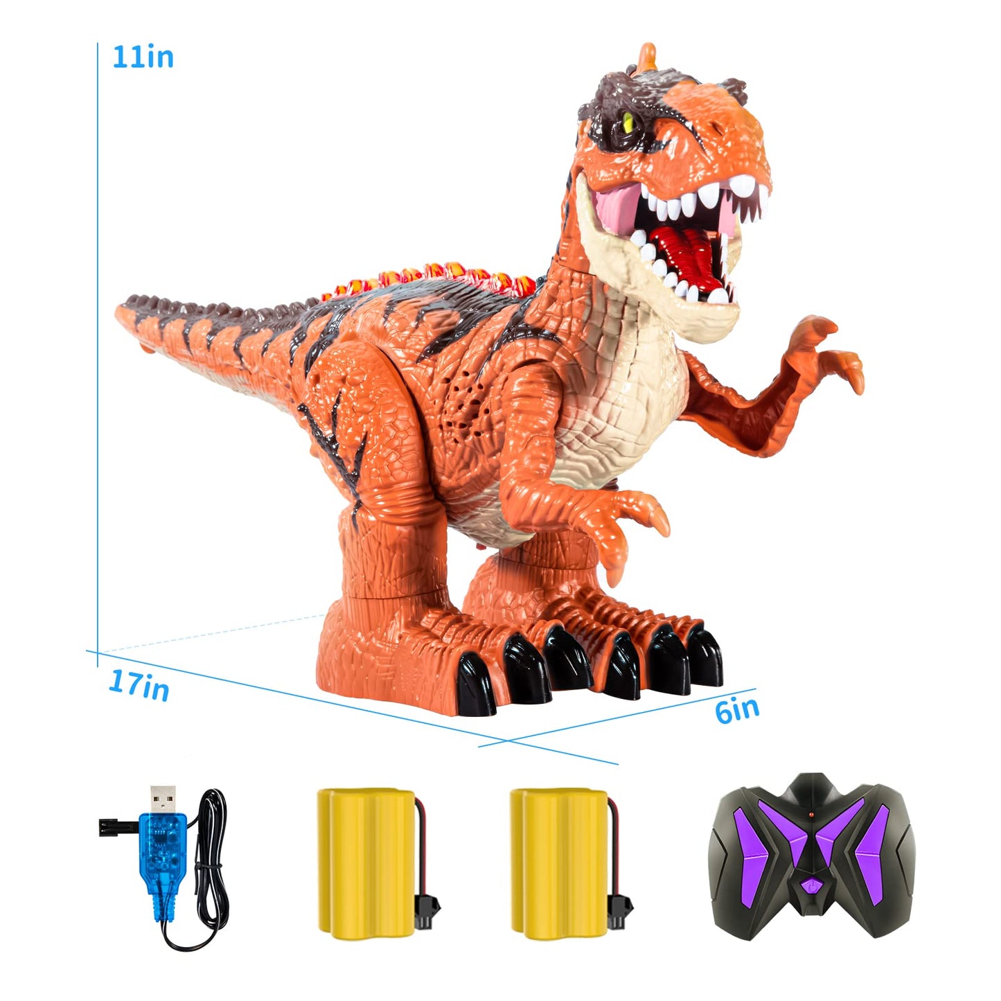 Remote Control Velociraptor Toy for Kids 4-7 Years, Electric Stunt Realistic Walking Jurassic Velociraptor with Lights and Sounds, Rechargeable Dinosaur Robot Birthday Gift for Boys 3+