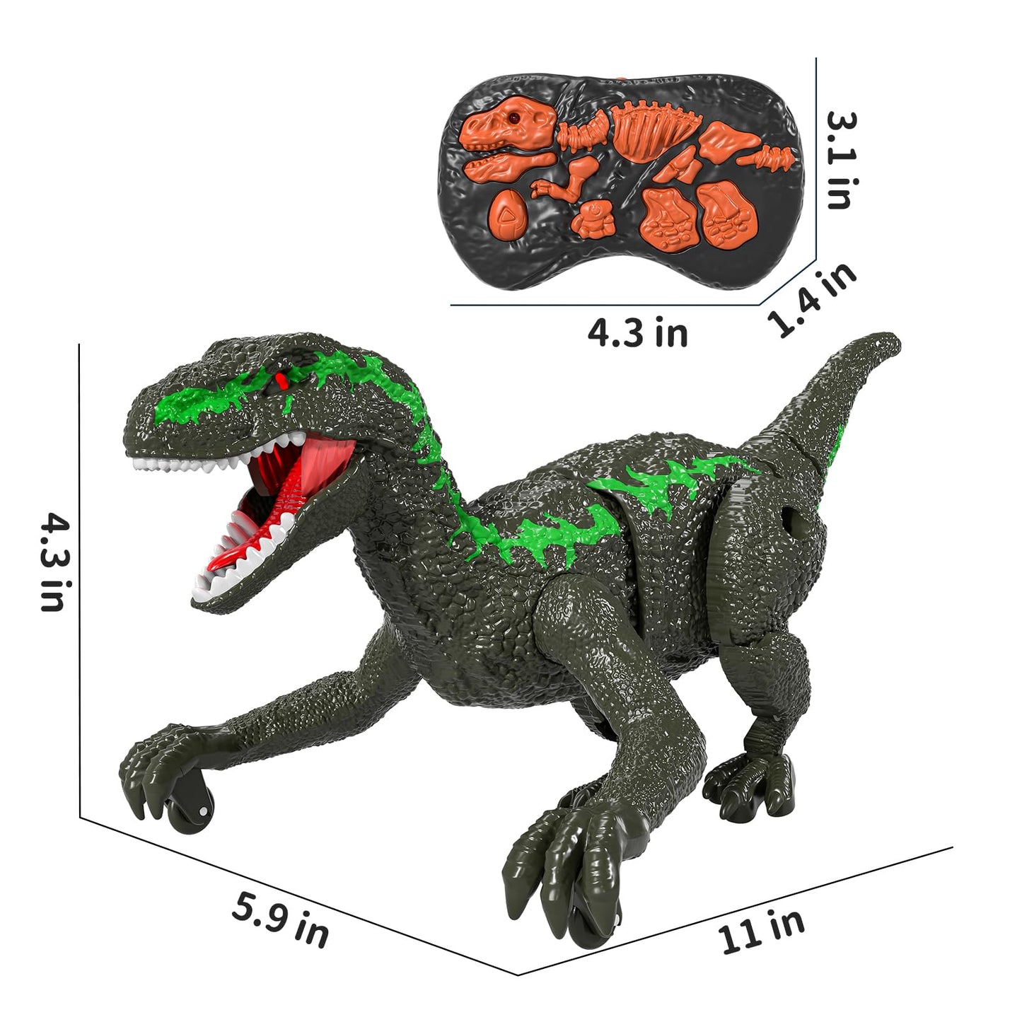 Remote Control Velociraptor Toy for Kids 4-7 Years, Electric Stunt Realistic Walking Jurassic Velociraptor with Lights and Sounds, Rechargeable Dinosaur Robot Birthday Gift for Boys 3+