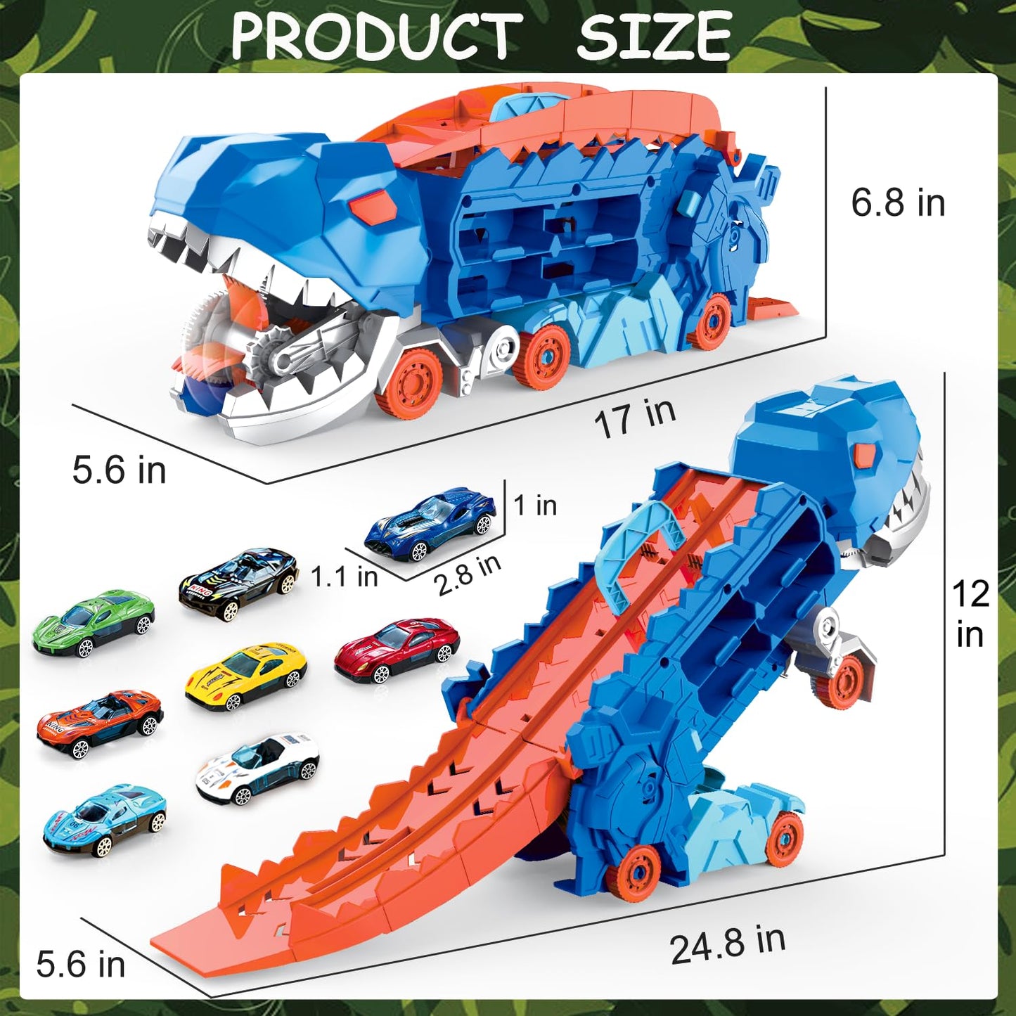 Dinosaur Toys for Kids 3-5, T-Rex Dinosaur Transport Car Carrier Truck with Foldable Sliding, City Dinosaur Ultimate Hauler Track Toy Transforms into Dino, Toys Gifts for 3 4 5 6 Years Old Boys Girls