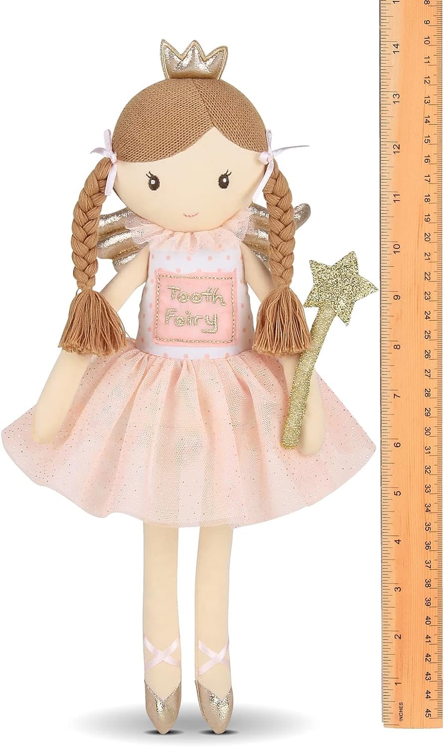 Bearington Collection Twinkles Soft Plush Unicorn Tooth Fairy Doll, 14 Inches