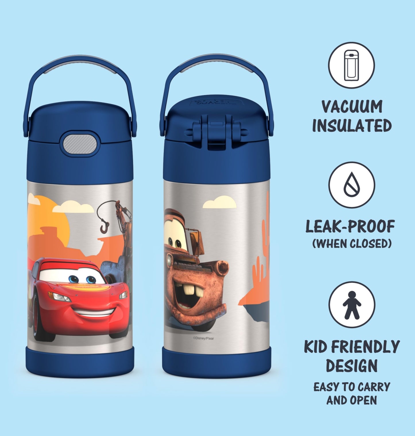 THERMOS FUNTAINER Water Bottle with Straw - 12 Ounce, Pokémon - Kids Stainless Steel Vacuum Insulated Water Bottle with Lid