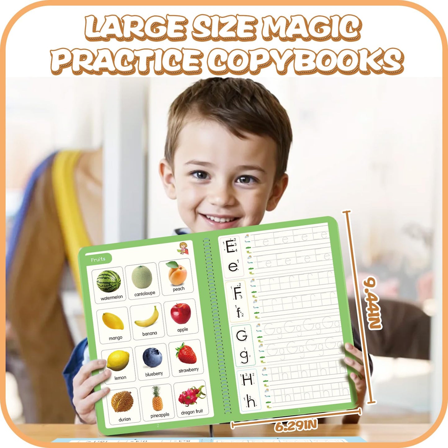 Magic Practice Copybook, Reusable Writing Practice Book, for Preschool Kids Age 3-8 Calligraphy 9.44in×6.29in(5 Books with Pens)