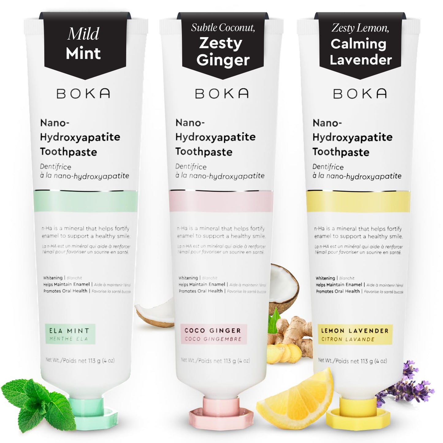 Boka Fluoride Free Toothpaste - Nano Hydroxyapatite, Remineralizing, Sensitive Teeth, Whitening - Dentist Recommended for Adult & Kids Oral Care - Ela Mint Flavor, 4 Fl Oz 1 Pk - US Manufactured