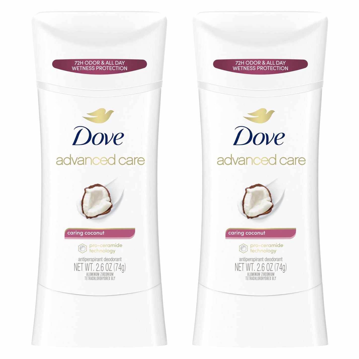 Dove Whole Body Deo Aluminum Free Invisible Cream Deodorant Coconut & Vanilla for 72h Odor Control, 2.5 oz