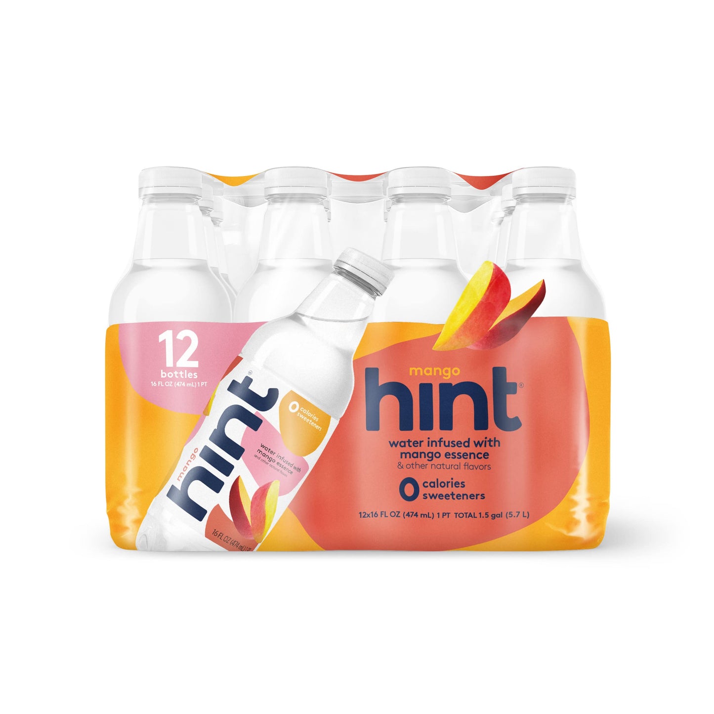 Hint Water Red Variety Pack, 3 Bottles Each of: Peach, Raspberry, Watermelon, and Strawberry Lemon, Zero Calories, Zero Sugar and Zero Sweeteners, 16 Fl Oz (Pack of 12)