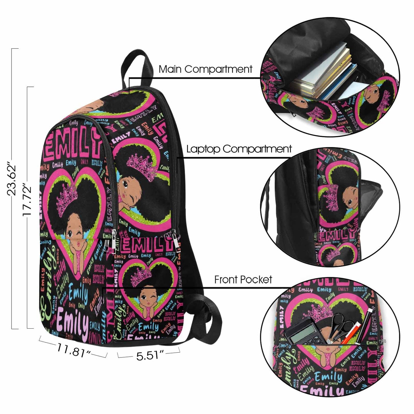 InterestPrint Custom Kids Backpack for Girls Sparkle Children Casual Daypack Backpacks with Lunch Bag Personalized with Kid's Name Preschool School Bag, Children Travel Bookbag for School Season