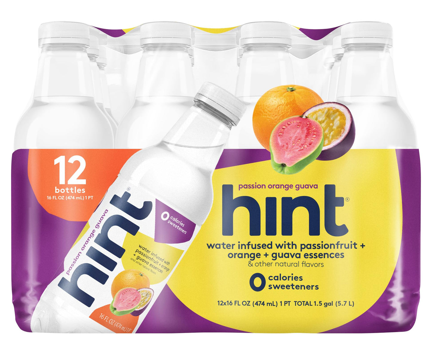 Hint Water Red Variety Pack, 3 Bottles Each of: Peach, Raspberry, Watermelon, and Strawberry Lemon, Zero Calories, Zero Sugar and Zero Sweeteners, 16 Fl Oz (Pack of 12)