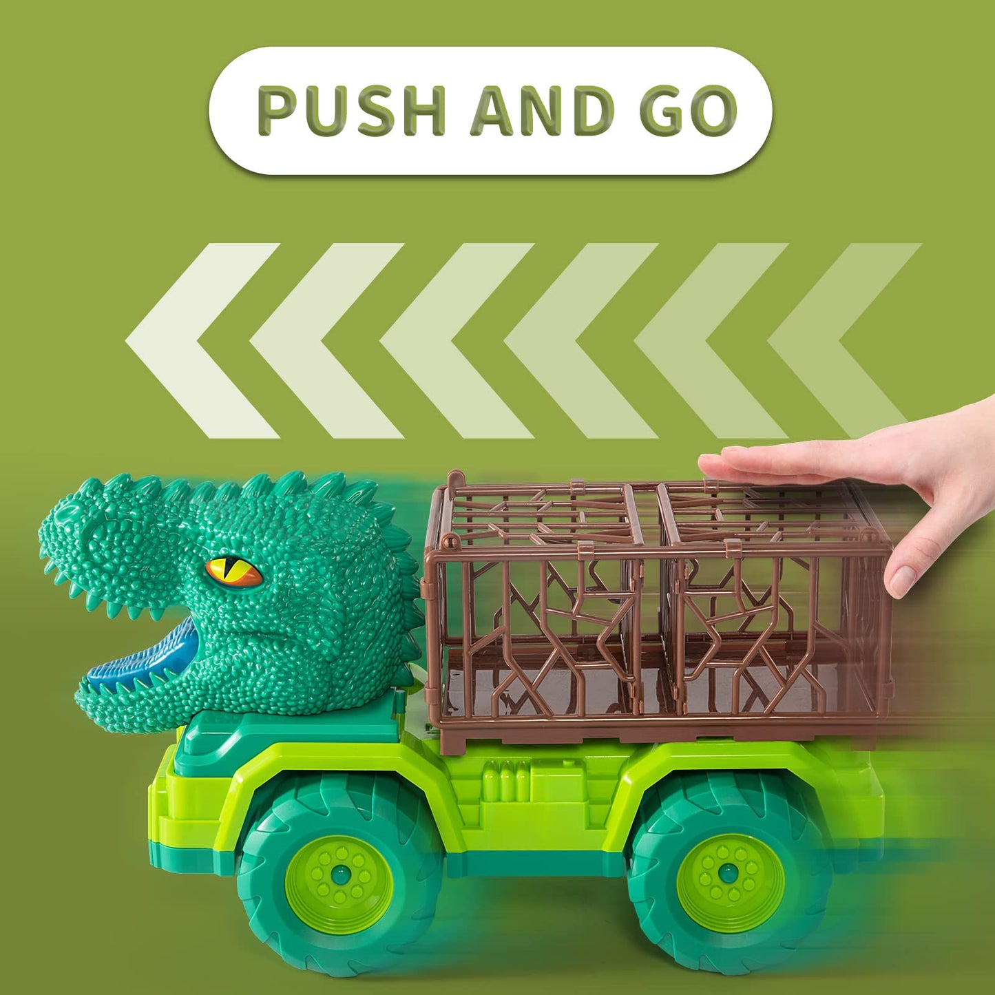 TEMI Dinosaur Truck Toys for Kids 3-5 Years, Tyrannosaurus Transport Car Carrier Truck with 8 Dino Figures, Activity Play Mat, Dinosaur Eggs, Trees, Capture Jurassic Play Set for Boys and Girls