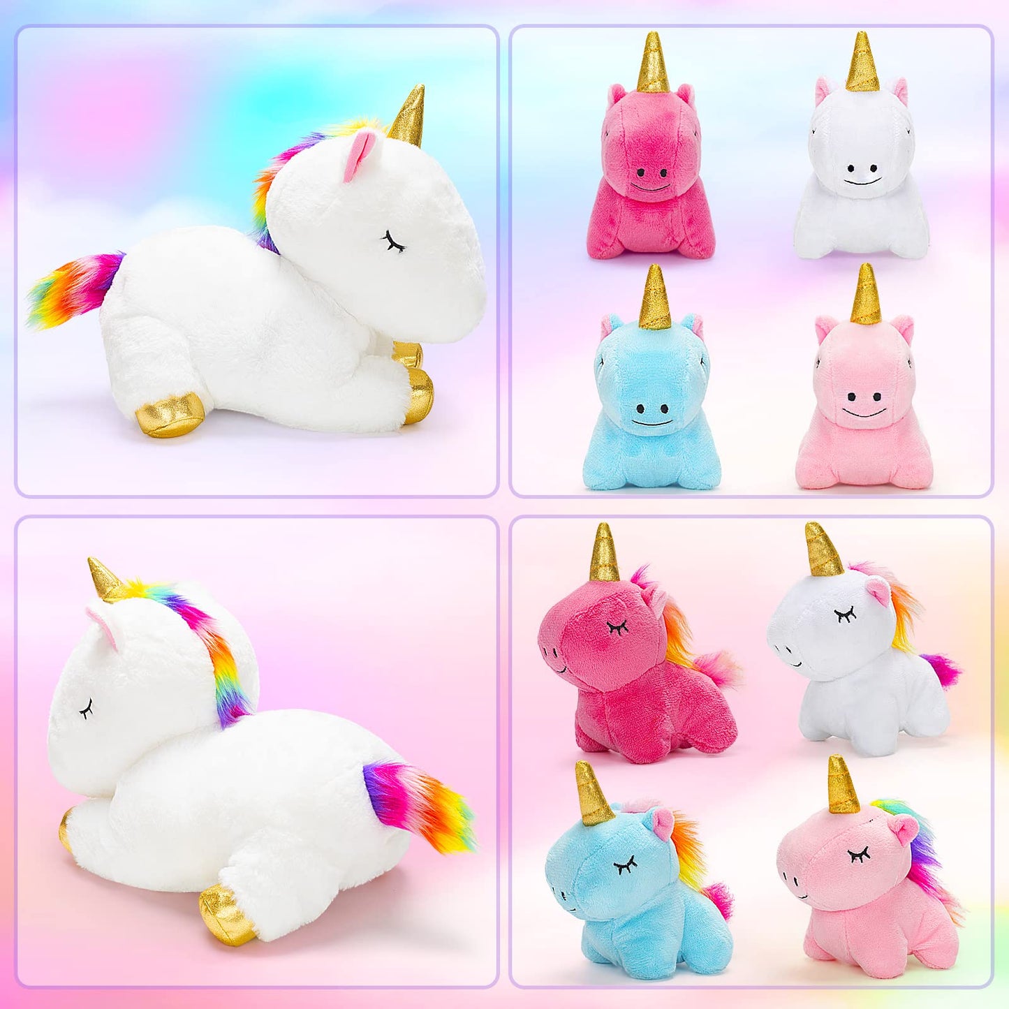 KMUYSL Toys for Girls Ages 3 4 5 6 7 8+ Years - Unicorn Mommy Stuffed Animal with 4 Baby Unicorns in Her Tummy, Soft Unicorn Plush Toys Set, Christmas Birthday Gifts for Baby, Toddler, Kids