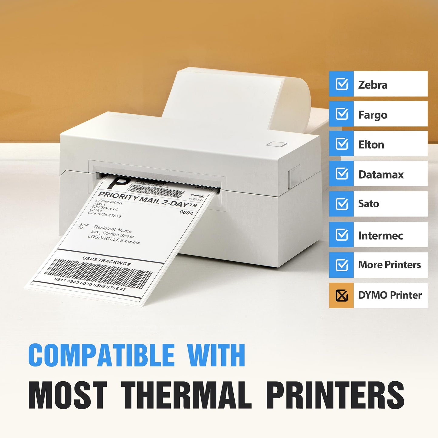 4x6 Thermal Labels Fanfold 500-Pack Crisp Prints Thermal Shipping Labels 4x6 Commercial Grade Thermal Printer Paper 4x6 Thermal Label with Perforated, 1 Stack