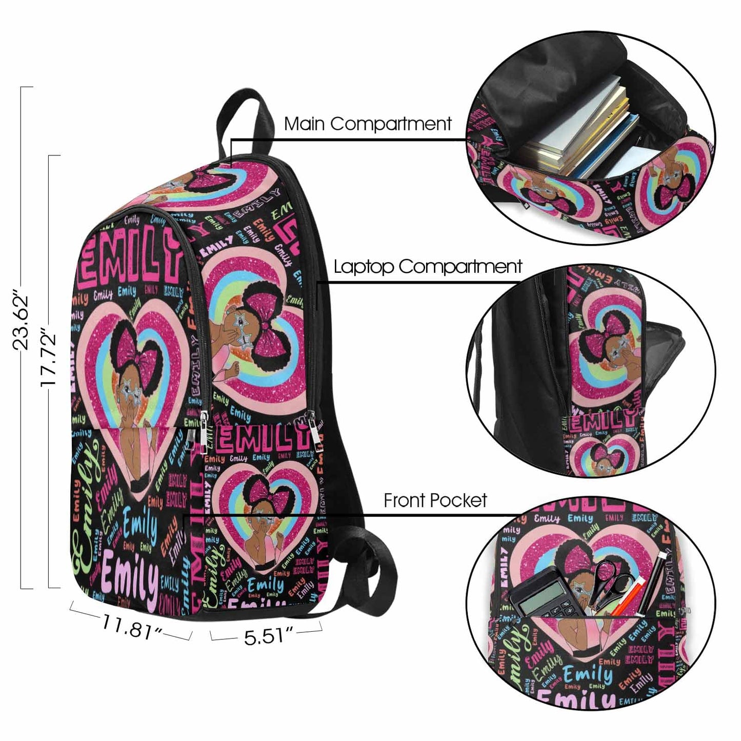 M YESCUSTOM Custom School Butterfly Backpack for Girls, Personalized Name Girls Bookbag Elementary Middle School Bags Travel Laptop Back Pack Casual Daypacks