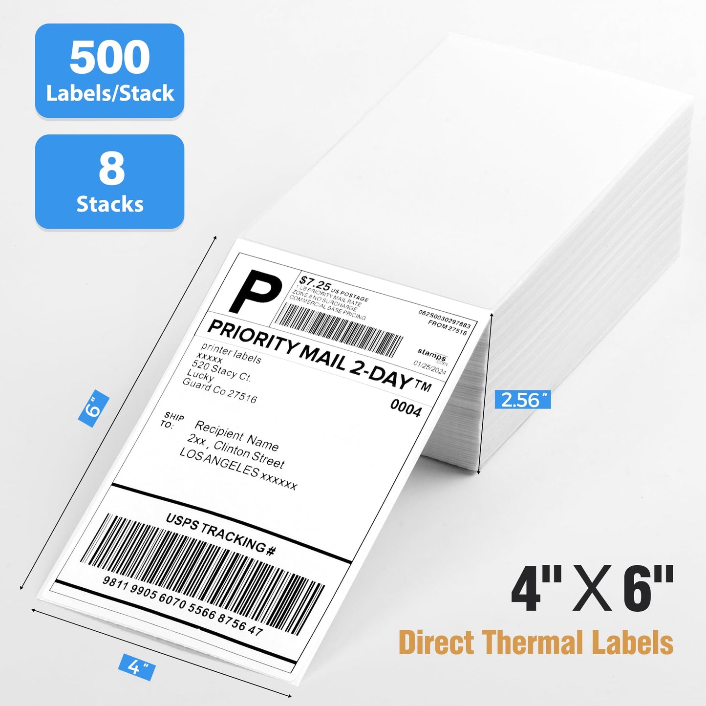 4x6 Thermal Labels Fanfold 500-Pack Crisp Prints Thermal Shipping Labels 4x6 Commercial Grade Thermal Printer Paper 4x6 Thermal Label with Perforated, 1 Stack