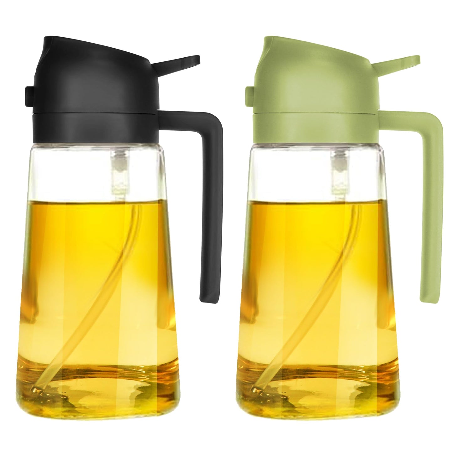 TrendPlain 16oz Oil Dispenser Bottle for Kitchen - 2 in 1 Olive Oil Dispenser and Oil Sprayer - 470ml Olive Oil Bottle - Oil Sprayer for Cooking, Kitchen, Salad, Barbecue Black