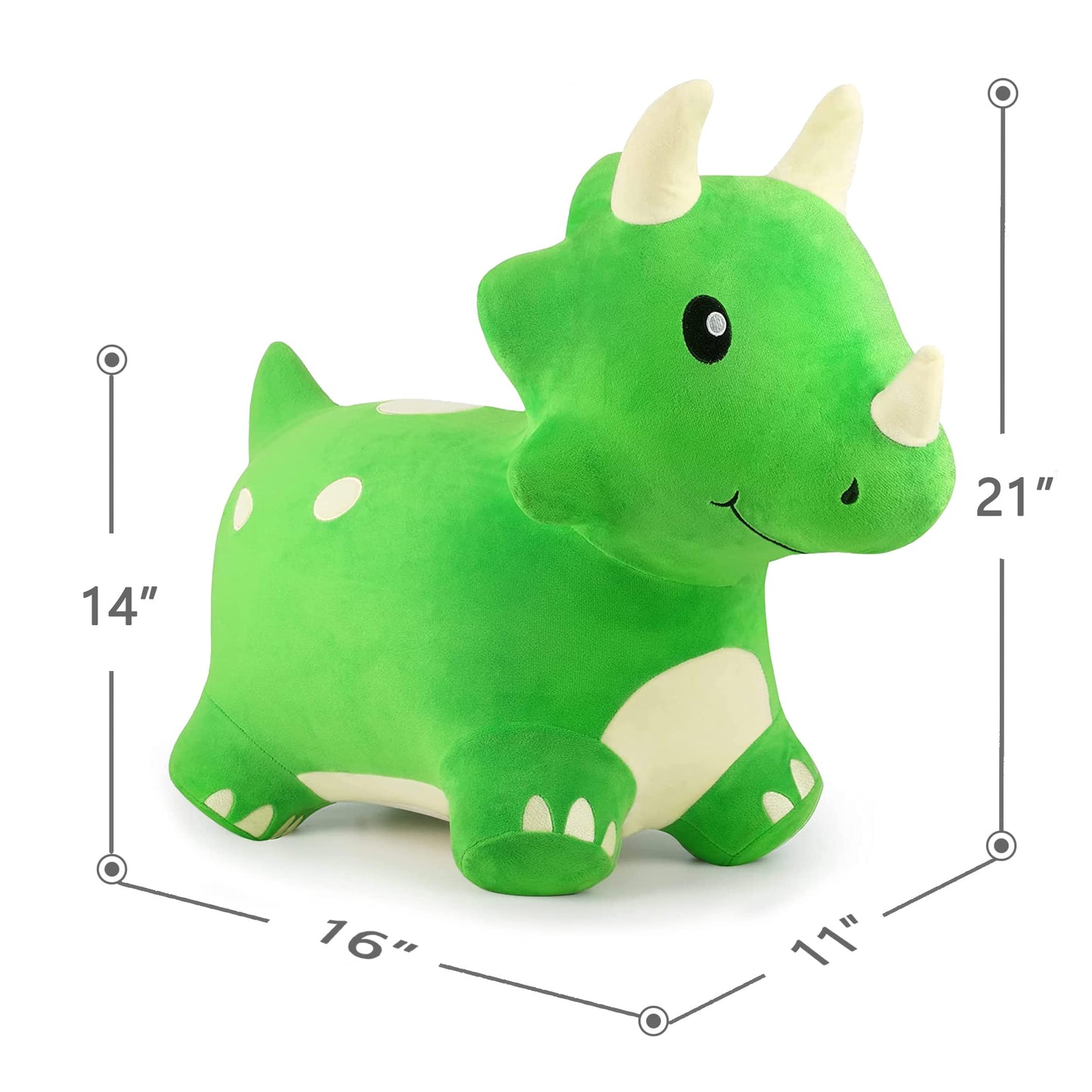 iPlay, iLearn Bouncy Pals Dinosaur Hopper Toy 2 Year Old Boy, Toddler Plush Bounce Animals, Ride on Bouncing Triceratops for Kids, Outdoor Hopping Horse Bouncer, Cool Birthday Gifts 3 4 5 6 Yr Girls