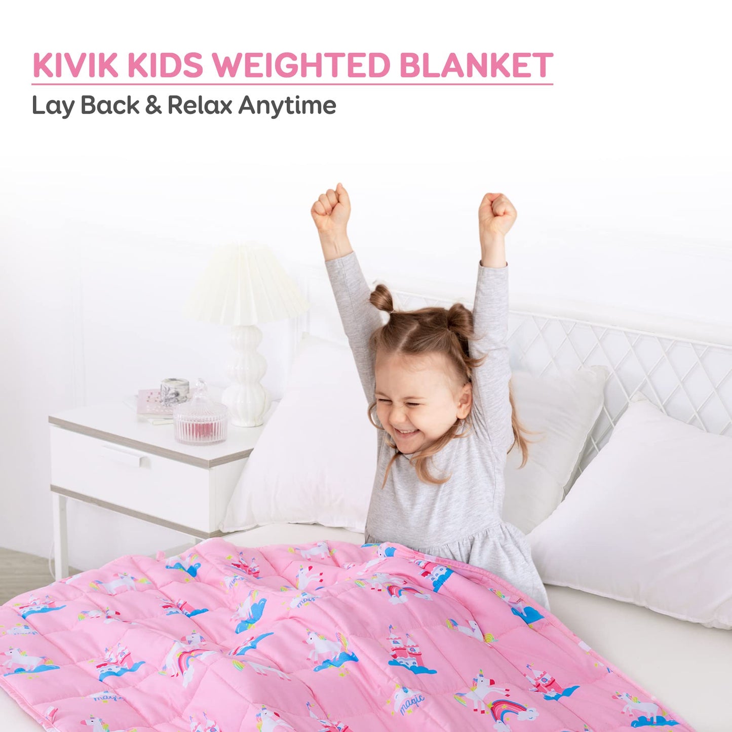 Kivik Weighted Blanket 3lbs, Blue Dinosaur Heavy Thorw Blanket, Small Weighted Cooling Blankets 3 Pounds, 36x48 Inches Blue