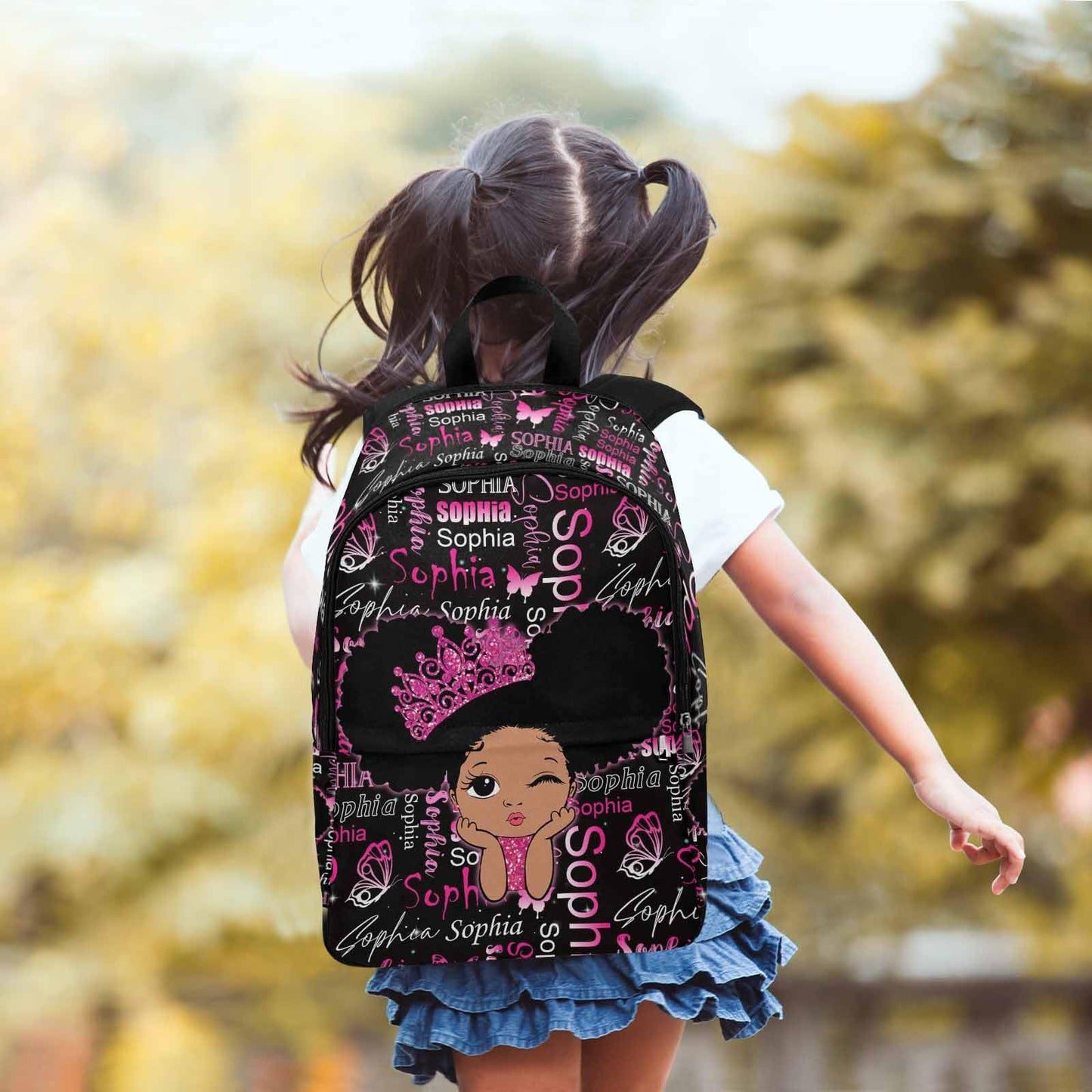 M YESCUSTOM Custom School Butterfly Backpack for Girls, Personalized Name Girls Bookbag Elementary Middle School Bags Travel Laptop Back Pack Casual Daypacks