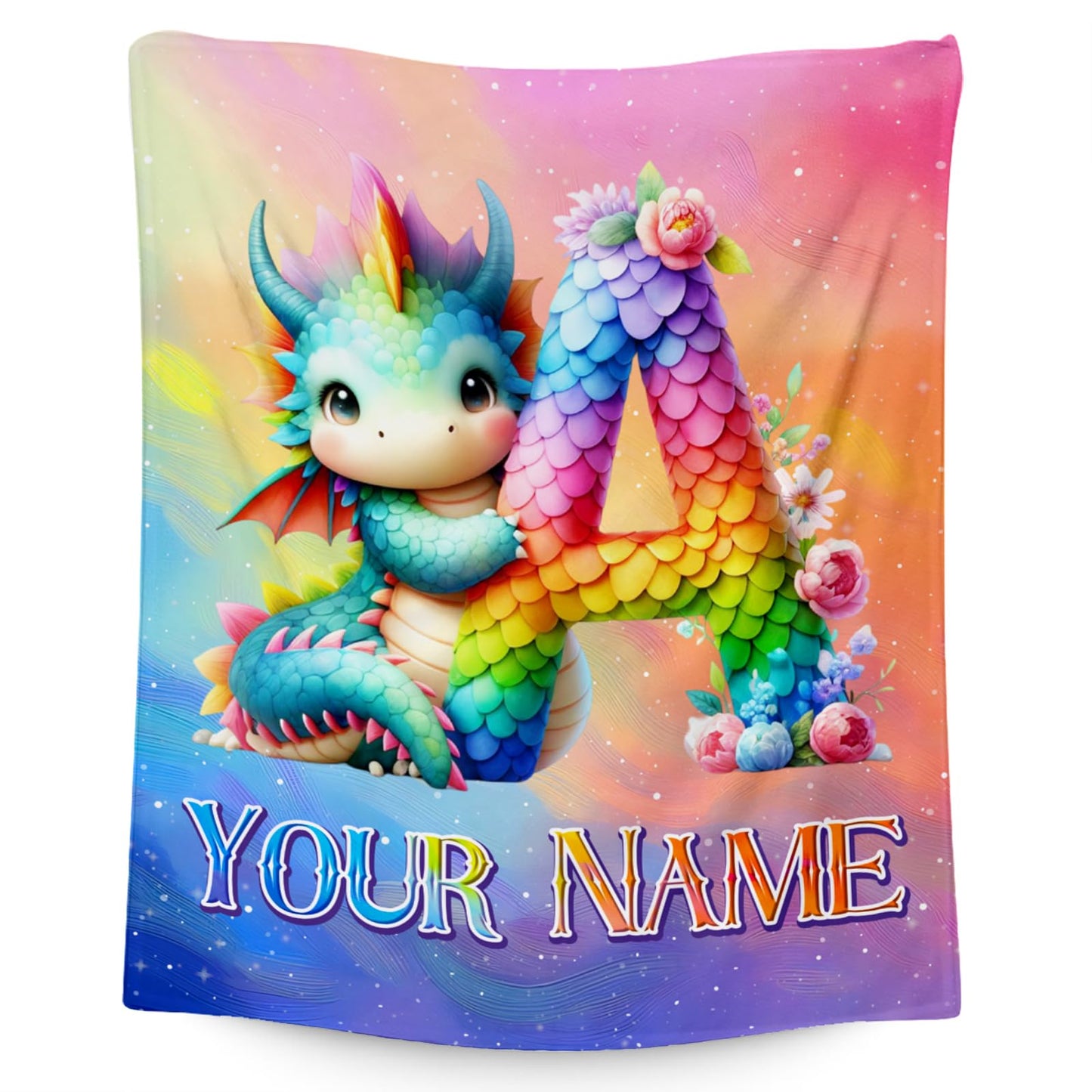 Dinosaur Blanket for Boys Girls - Custom Blanket with Name Gifts Ideal - Personalized Initial Blanket for Dinosaur Lovers - 40"x50" Toddler Throw Blanket for Couch, Sofa - Monogram Gifts