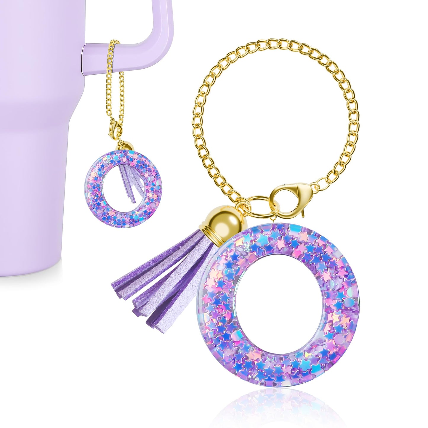 Letter Charm for Stanley Cup, 1PCS Purple Tumbler Accessories Charm for Handle, Initial Charm for Girls Women