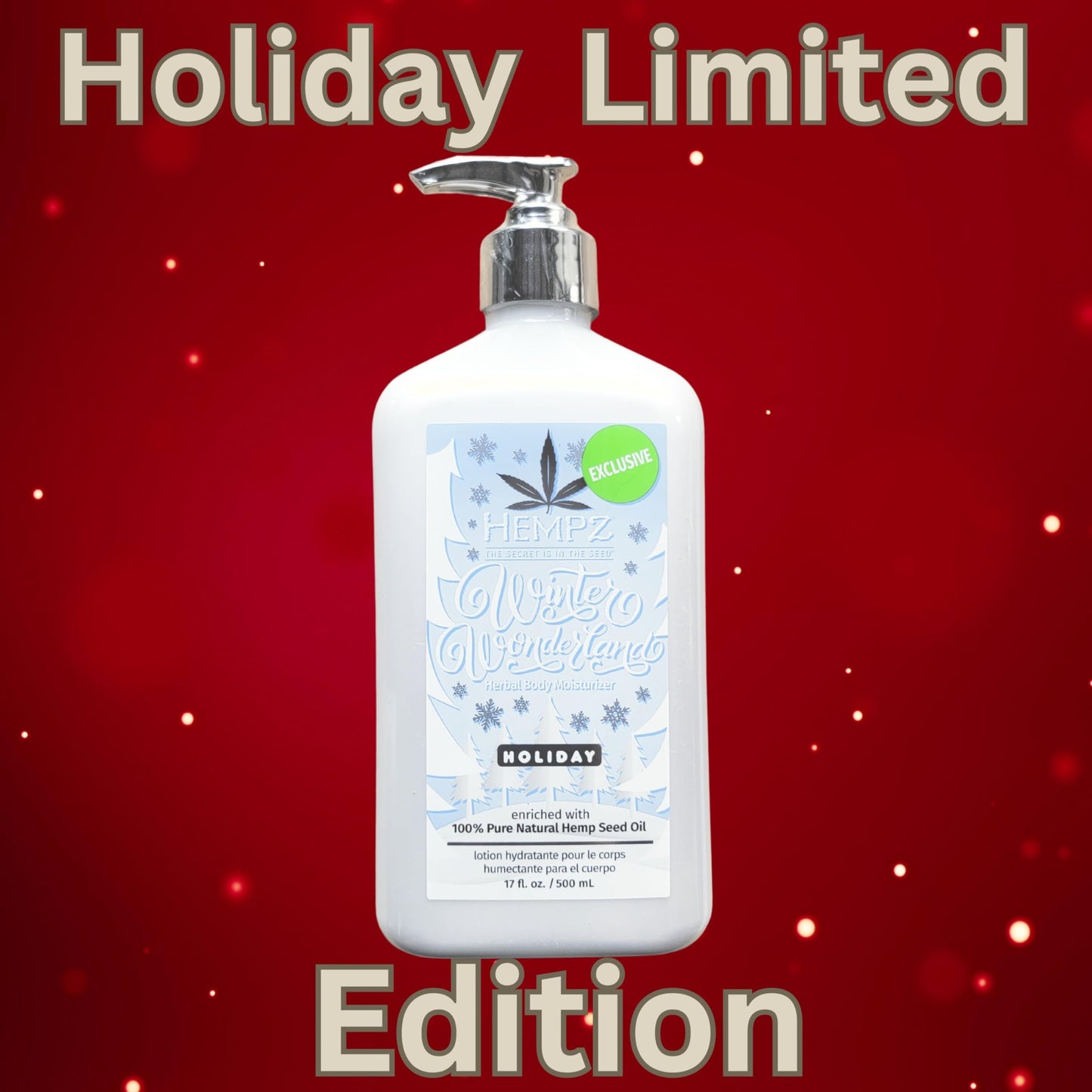 Hempz Limited Edition Vanilla Frosted Mountain Body Lotion Moisturizer (17 Oz) – Holiday Body Lotion for Women or Men with Dry or Sensitive Skin - Hydrating Face Moisturizer for Daily Radiance