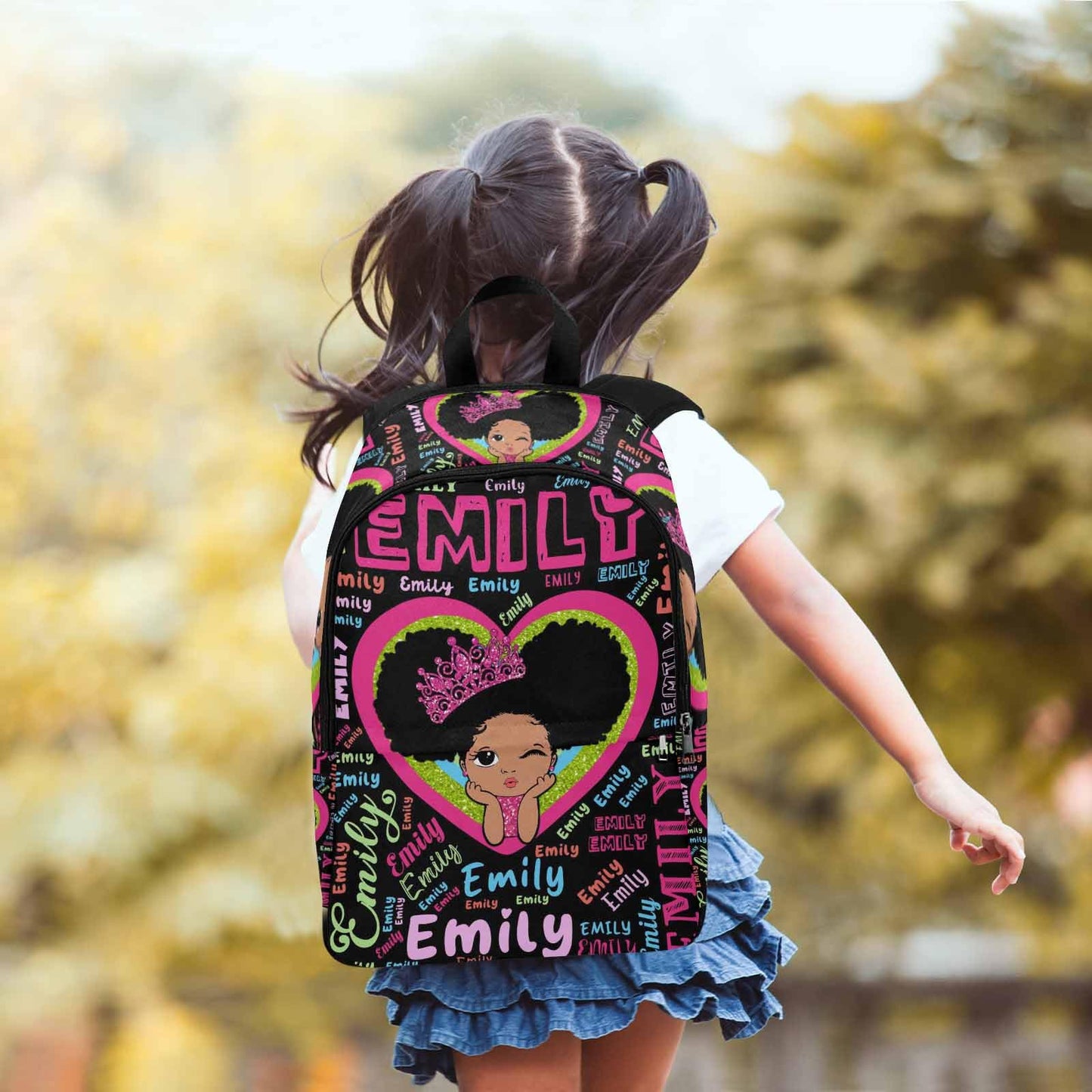 InterestPrint Custom Kids Backpack for Girls Sparkle Children Casual Daypack Backpacks with Lunch Bag Personalized with Kid's Name Preschool School Bag, Children Travel Bookbag for School Season