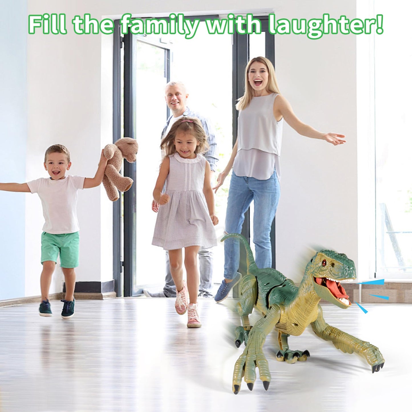 VERTOY Remote Control Dinosaur Toys for Kids - Build a Big Walking Velociraptor Dino with Light and Sound, Birthday Gift Ideas for Boys and Girls 3-5 5-7 8-12 Year Old