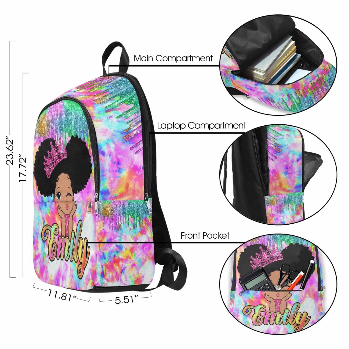 M YESCUSTOM Custom School Butterfly Backpack for Girls, Personalized Name Girls Bookbag Elementary Middle School Bags Travel Laptop Back Pack Casual Daypacks