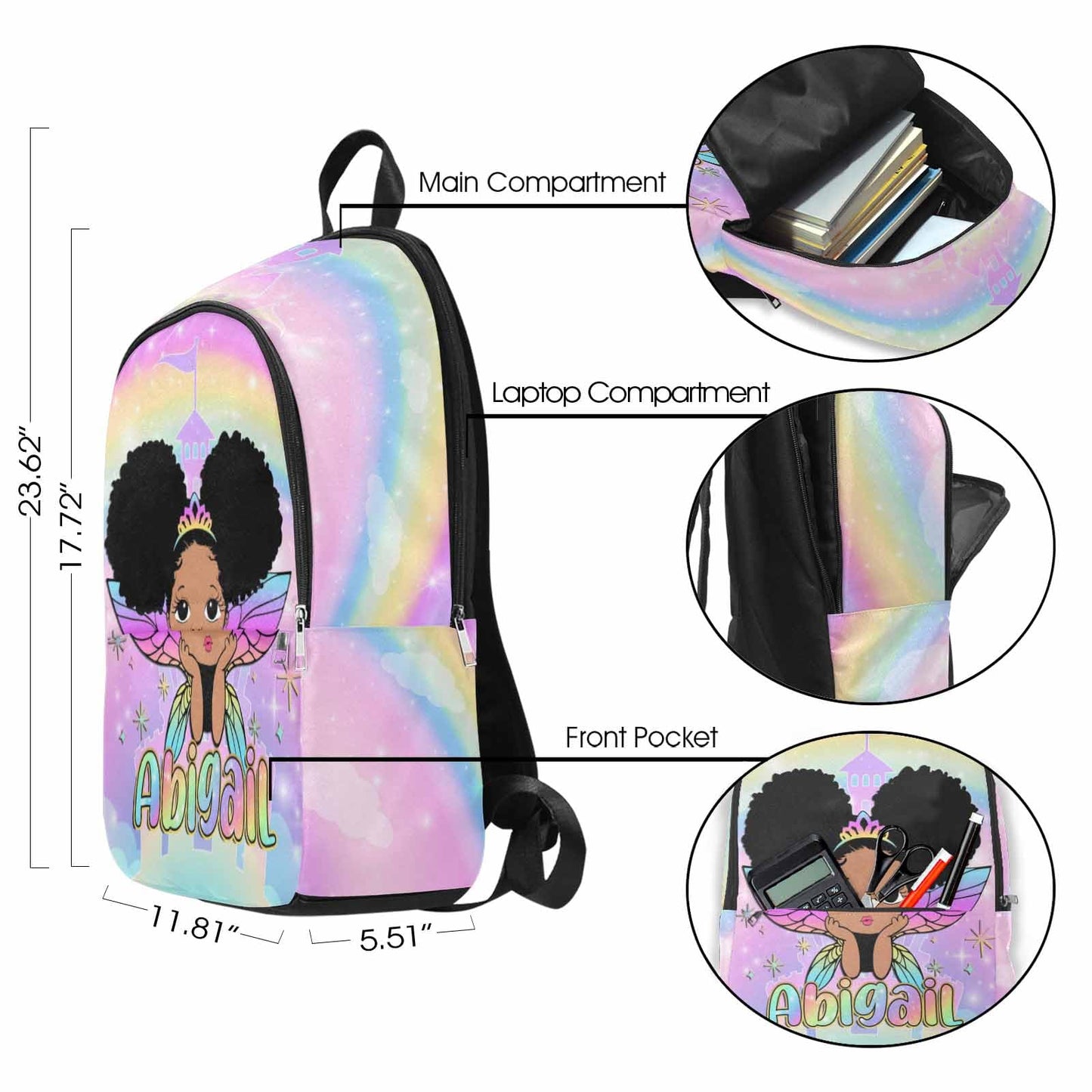 M YESCUSTOM Custom School Butterfly Backpack for Girls, Personalized Name Girls Bookbag Elementary Middle School Bags Travel Laptop Back Pack Casual Daypacks