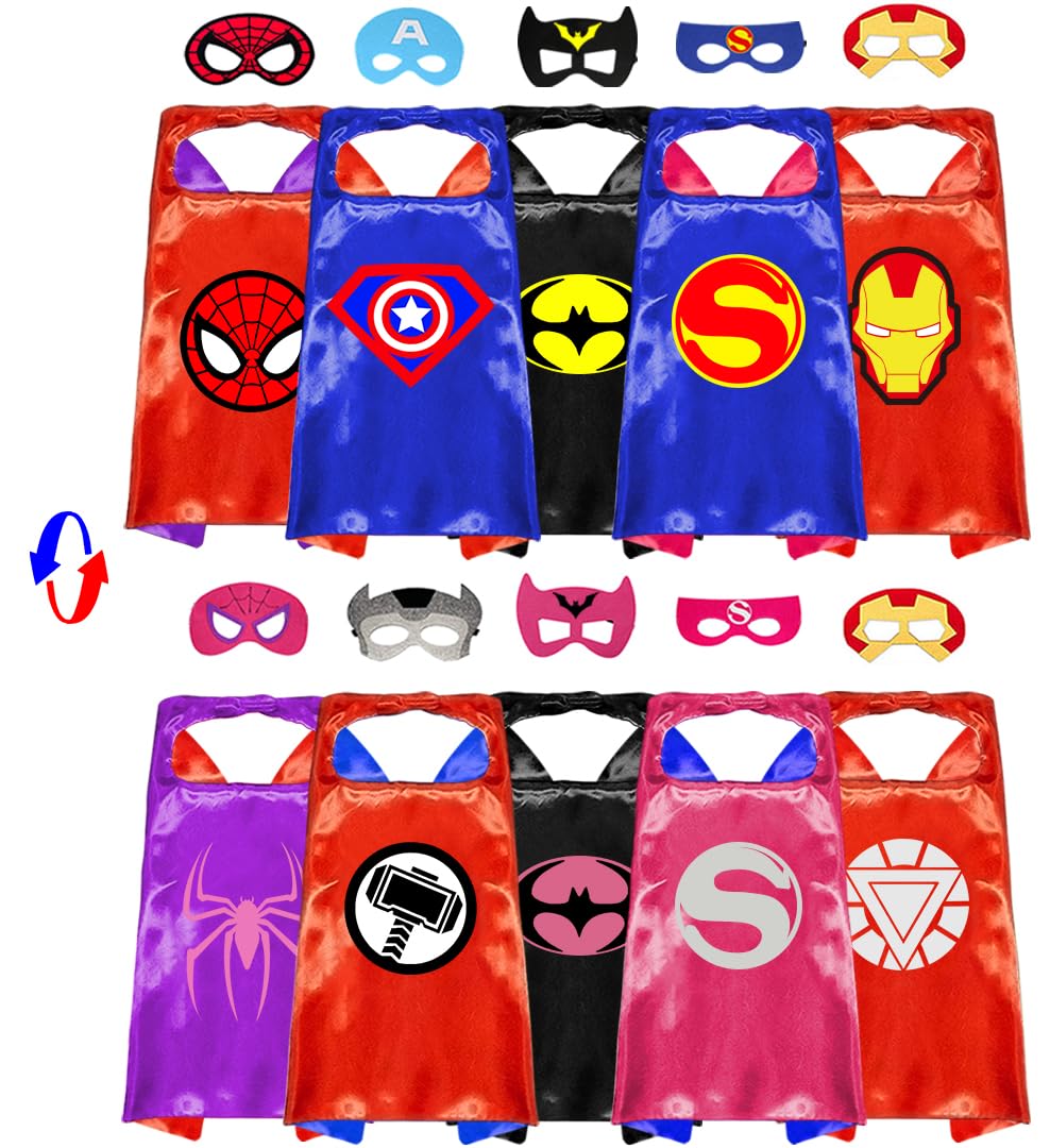 Superhero Capes and Masks Cosplay Costumes Birthday Party Christmas Halloween Dress up Gift for Kids (New Hulk 5 Sets)