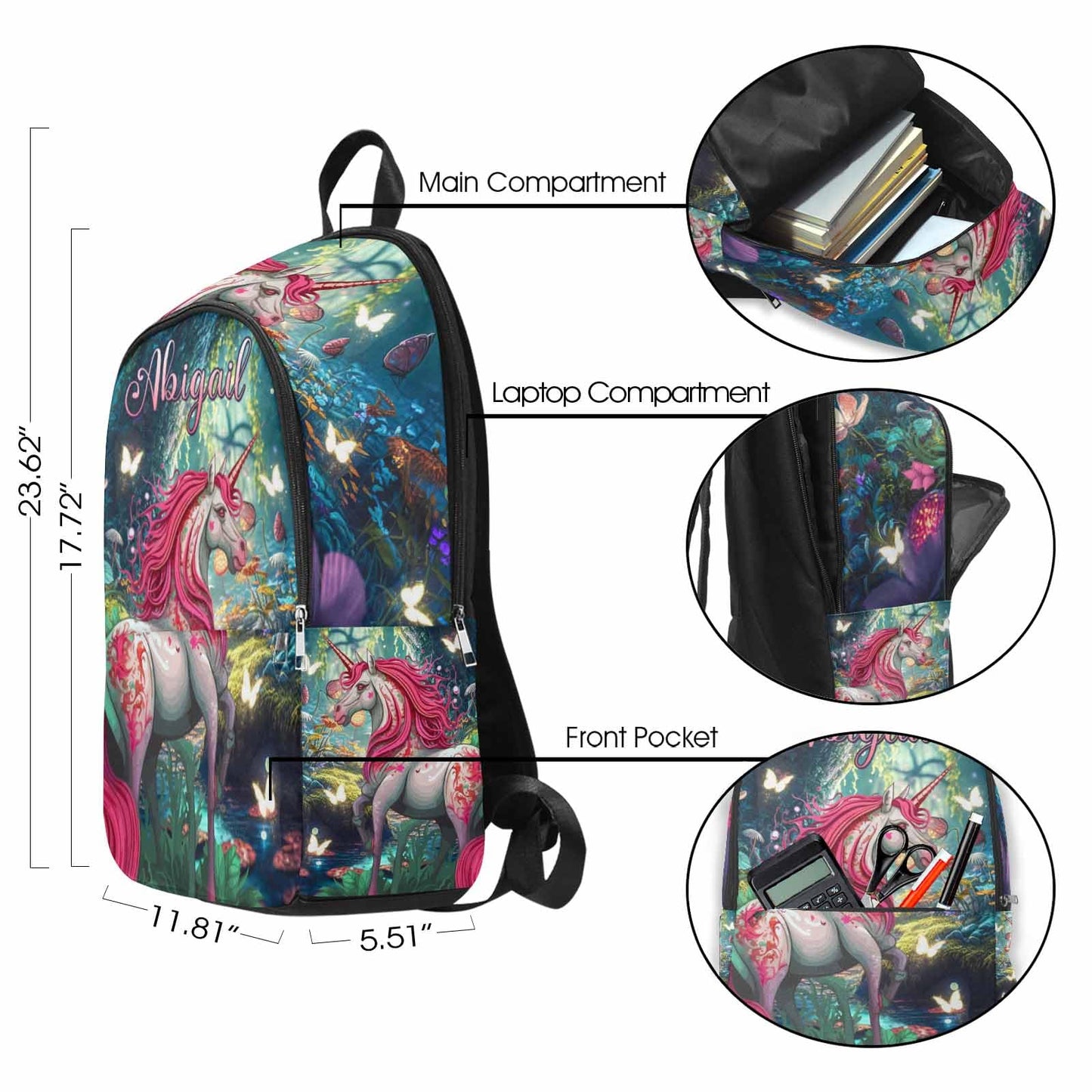 M YESCUSTOM Custom School Butterfly Backpack for Girls, Personalized Name Girls Bookbag Elementary Middle School Bags Travel Laptop Back Pack Casual Daypacks