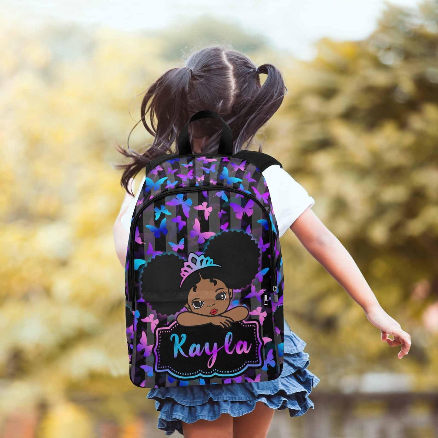 M YESCUSTOM Custom School Butterfly Backpack for Girls, Personalized Name Girls Bookbag Elementary Middle School Bags Travel Laptop Back Pack Casual Daypacks