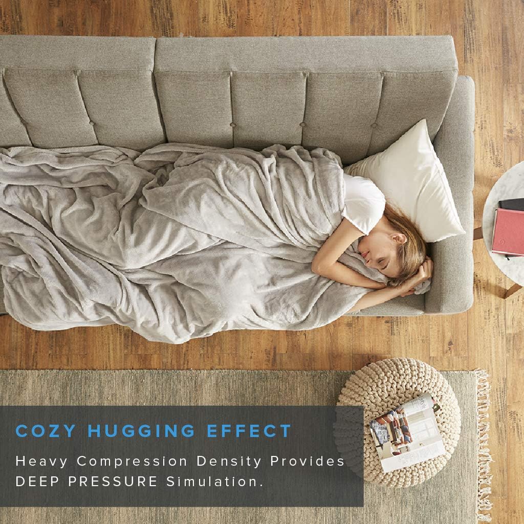 Degrees of Comfort Coolmax Weighted Blanket with Washable Cover Twin Size | 1 x Cozyheat Minky Plush Cover Included, Micro Glass Beads Technology | 48x72 12 lbs Navy