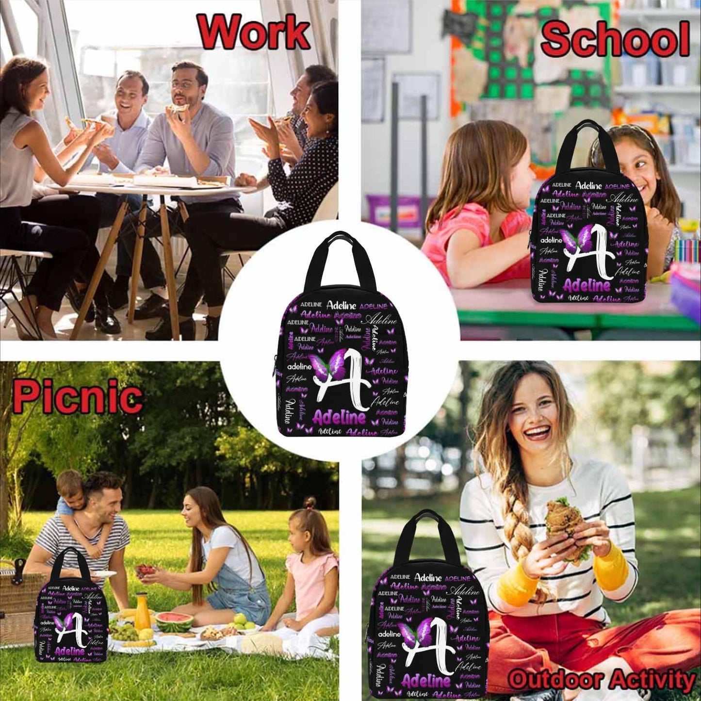 InterestPrint Custom Kids Backpack for Girls Sparkle Children Casual Daypack Backpacks with Lunch Bag Personalized with Kid's Name Preschool School Bag, Children Travel Bookbag for School Season