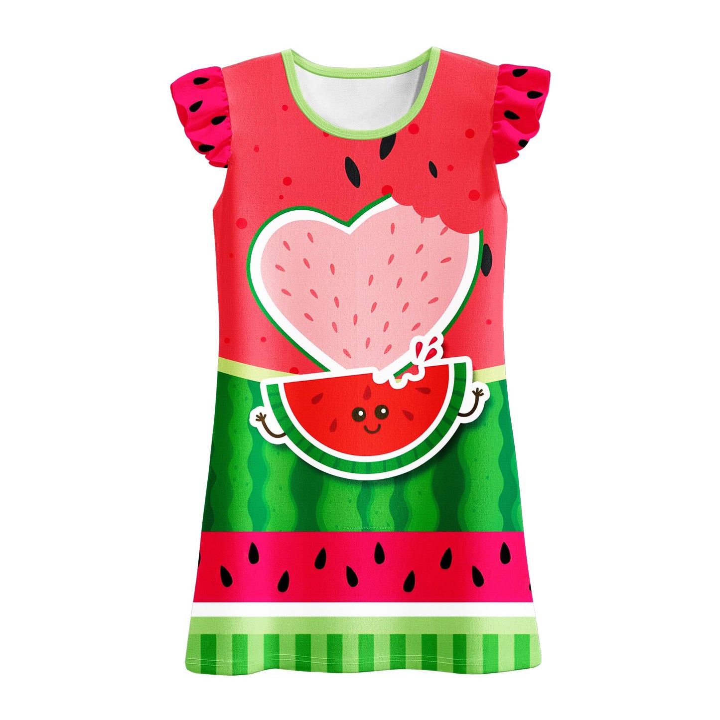 LQSZ 2Pcs Girls Nightgowns 3-10 Years Flutter Short Sleeves Nightdress Nightie Dress Sleepwear Pajamas for Little Girls